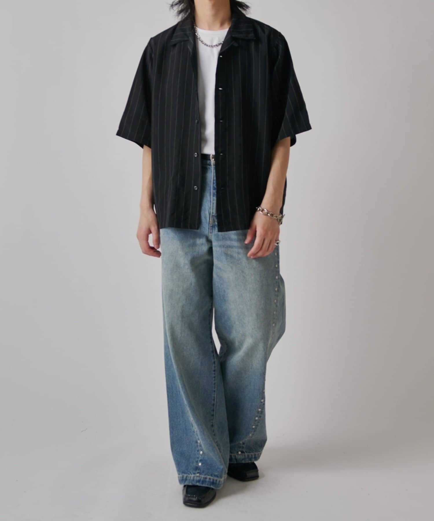 Lui's(ルイス) スタッズ/ワイドフィットデニムパンツ13.5oz