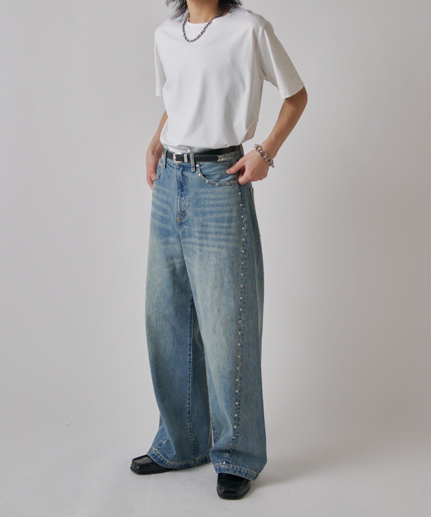 Lui's(ルイス) スタッズ/ワイドフィットデニムパンツ13.5oz