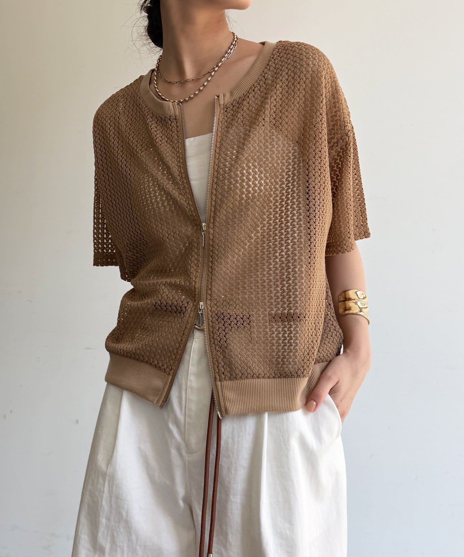 DOUDOU(ドゥドゥ) 【WEB限定】メッシュジップ半袖ブルゾン