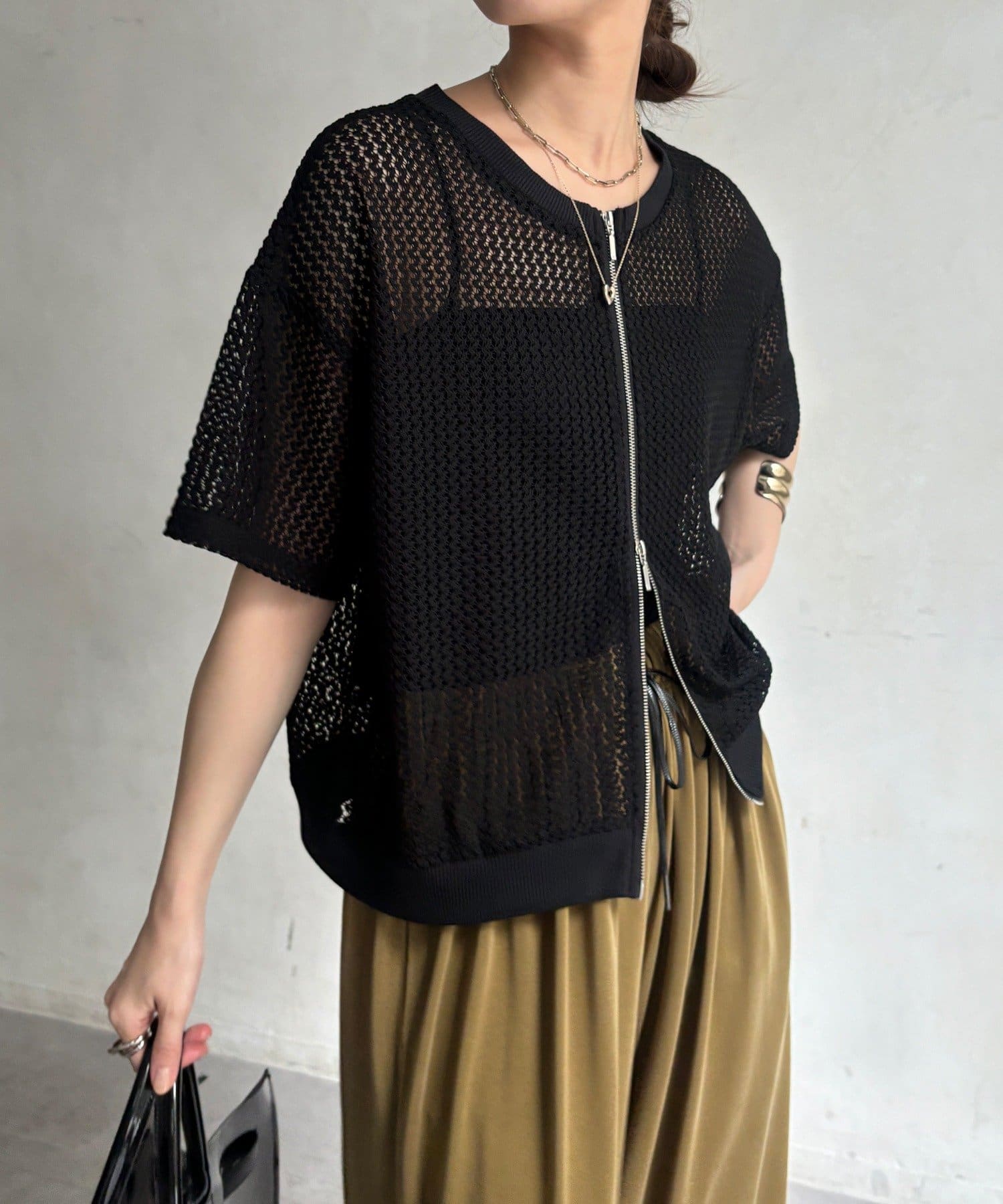 DOUDOU(ドゥドゥ) 【WEB限定】メッシュジップ半袖ブルゾン