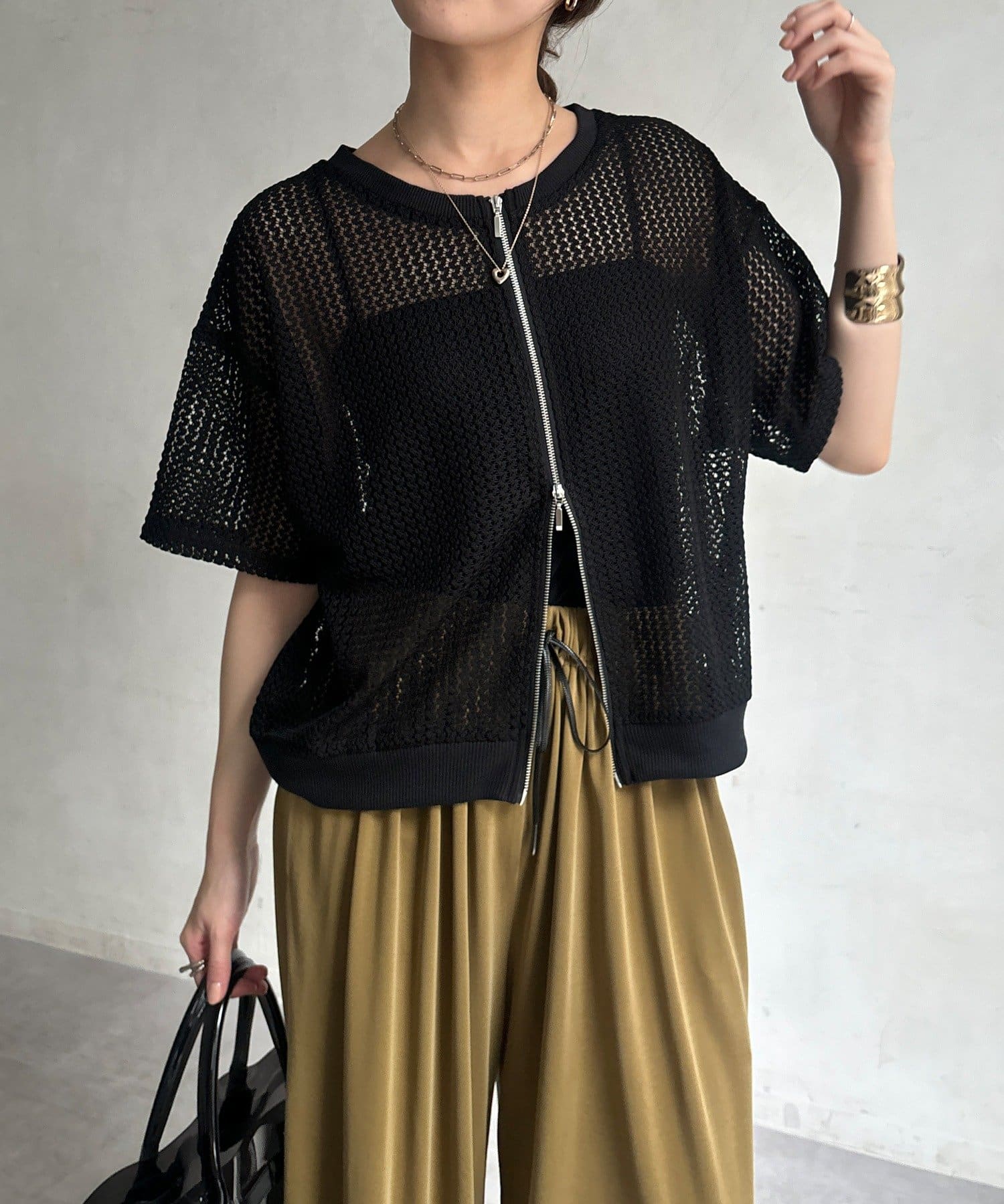 DOUDOU(ドゥドゥ) 【WEB限定】メッシュジップ半袖ブルゾン