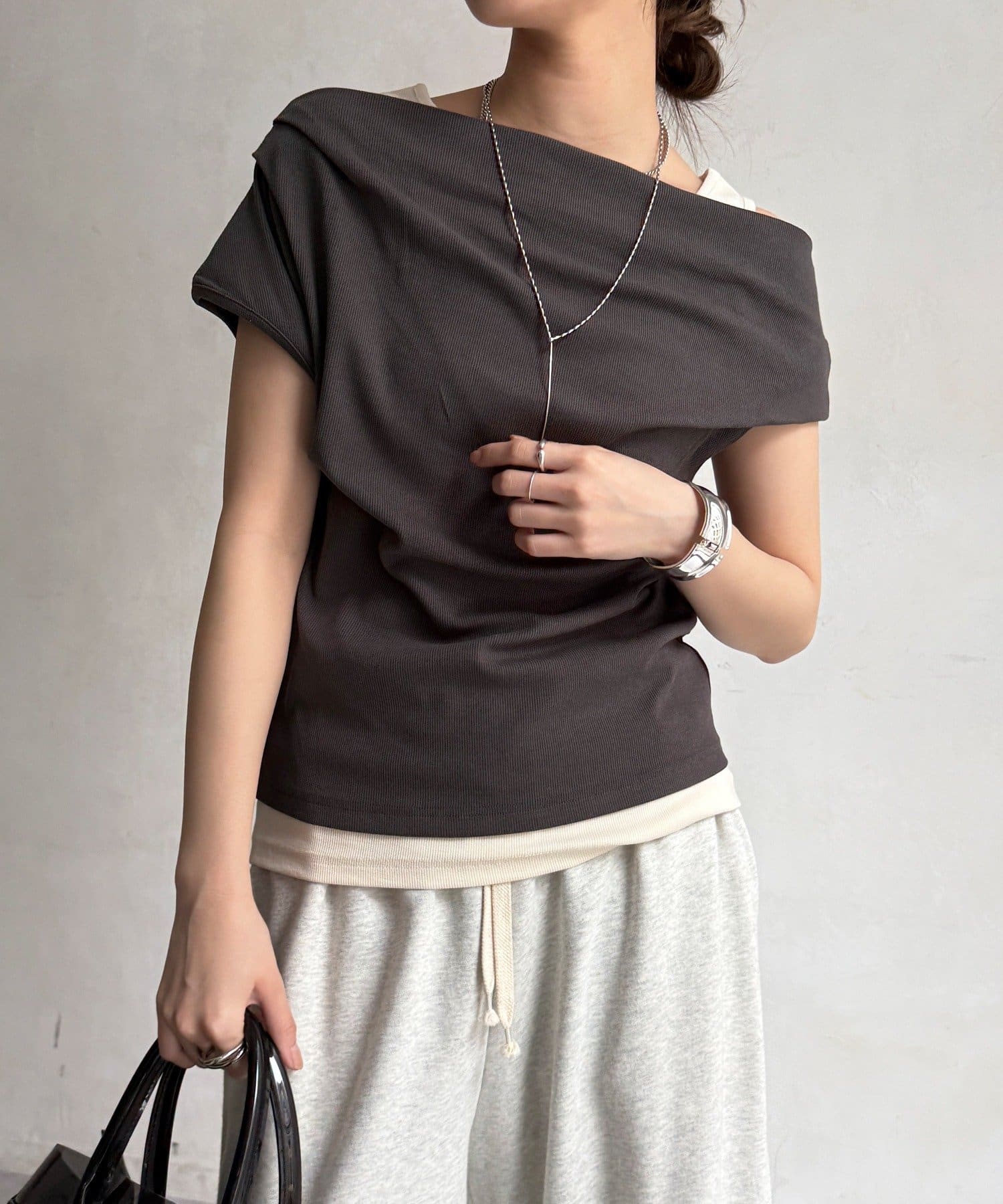 DOUDOU(ドゥドゥ) 【WEB限定】ドレープレイヤードトップス