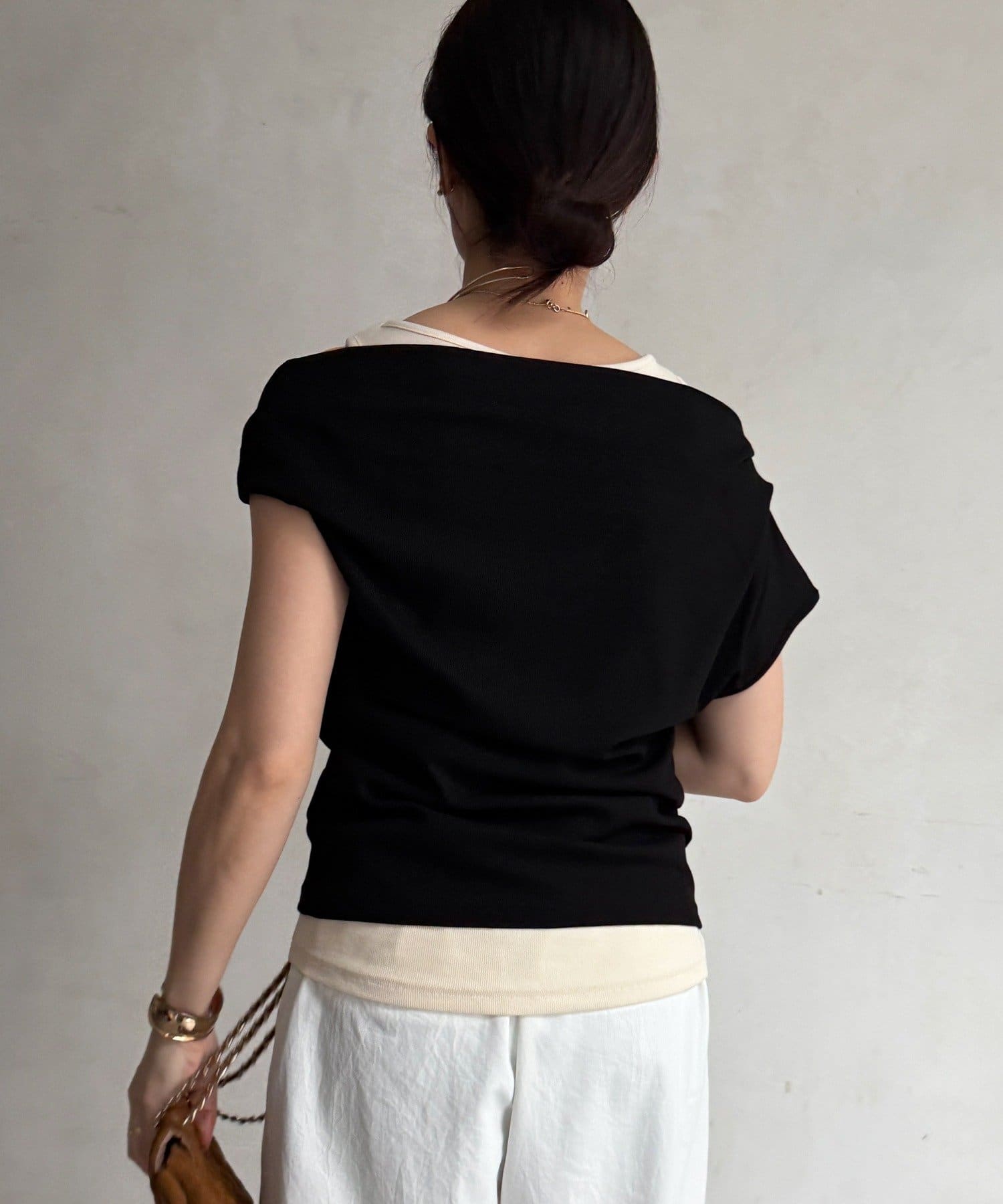 DOUDOU(ドゥドゥ) 【WEB限定】ドレープレイヤードトップス