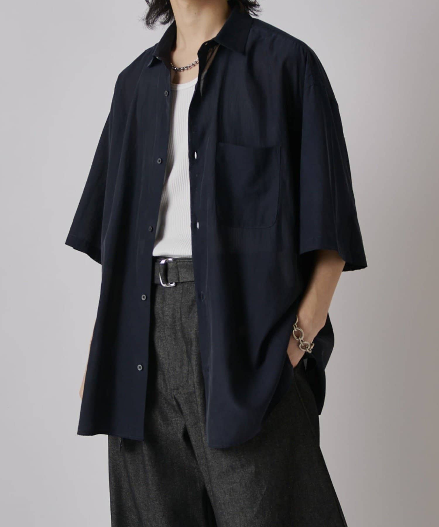 Lui's(ルイス) キュプラ混ワイド半袖シャツ