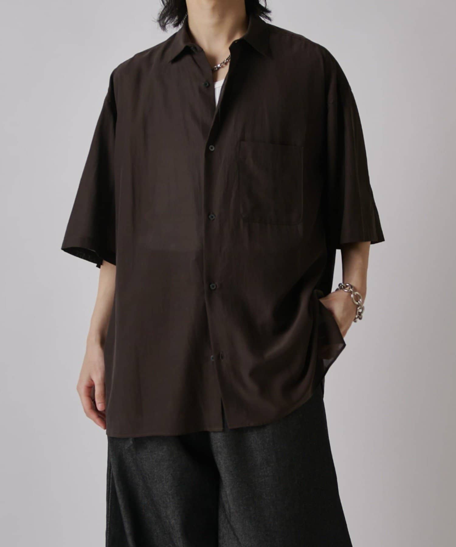 Lui's(ルイス) キュプラ混ワイド半袖シャツ