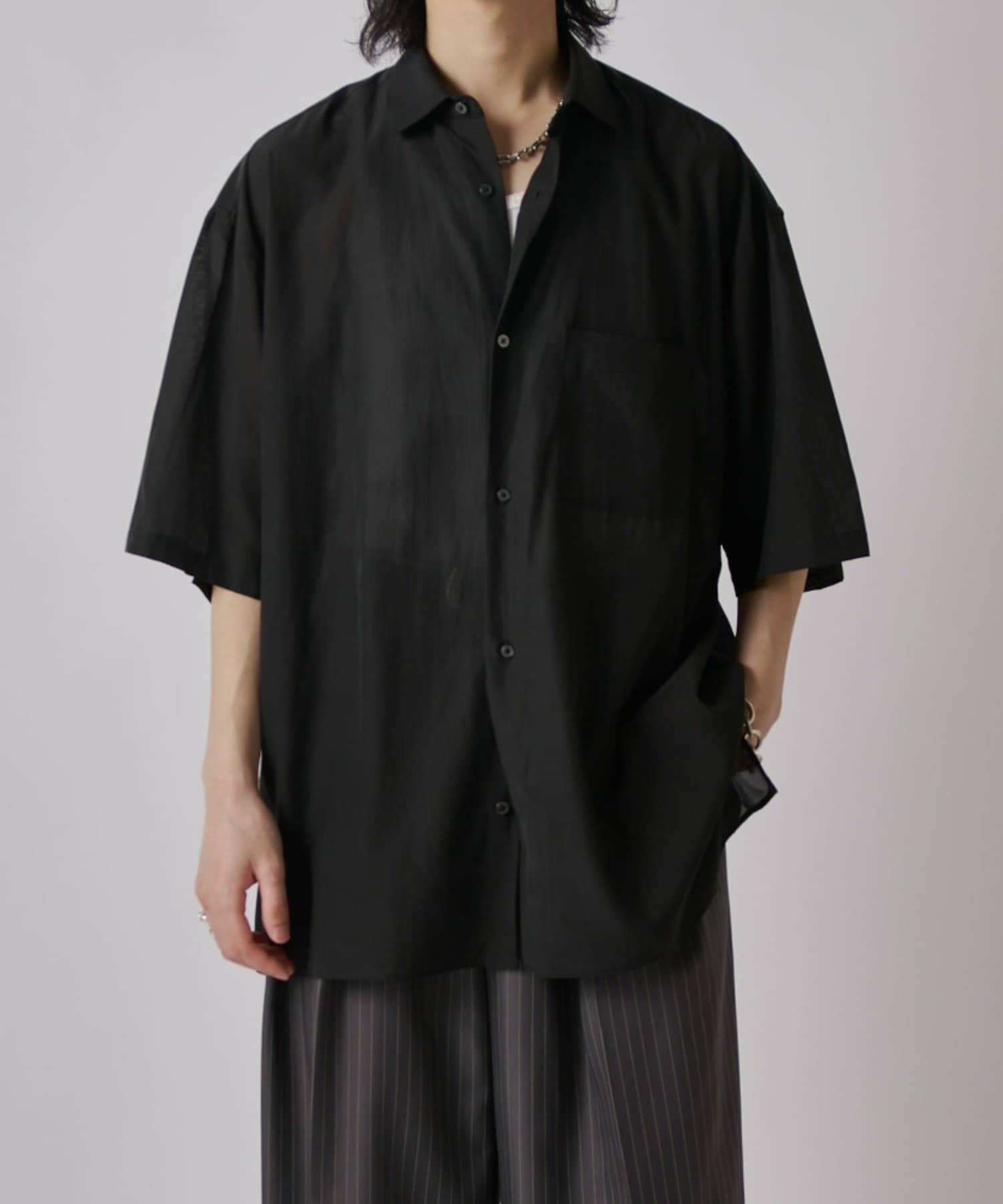 Lui's(ルイス) キュプラ混ワイド半袖シャツ