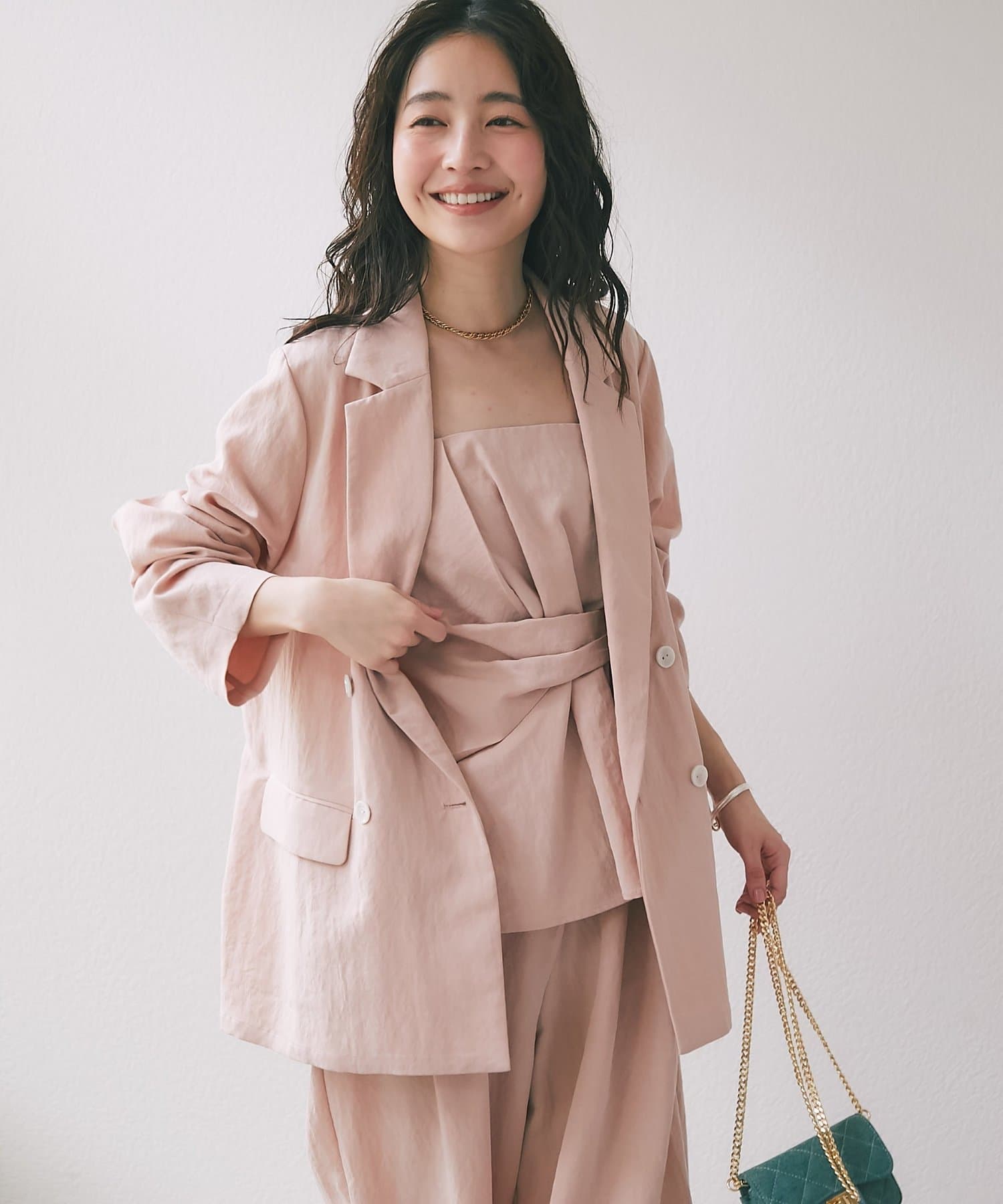 La boutique BonBon(ラブティックボンボン) 【セットアップ可】キュプラ混ジャケット