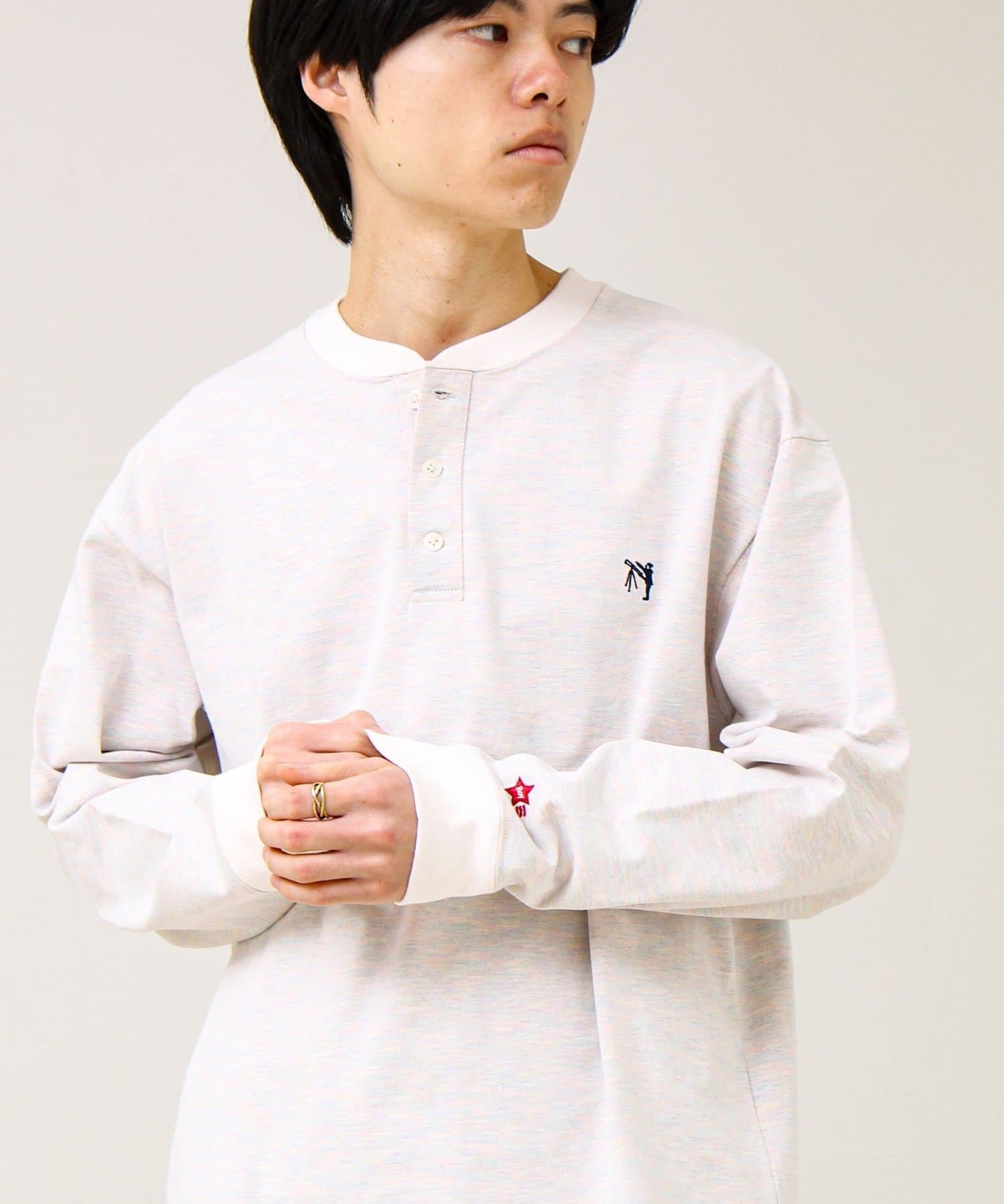 FREDY & GLOSTER(フレディ アンド グロスター) 【BOY刺繍】裏グラデーション ヘンリーネック ロンT