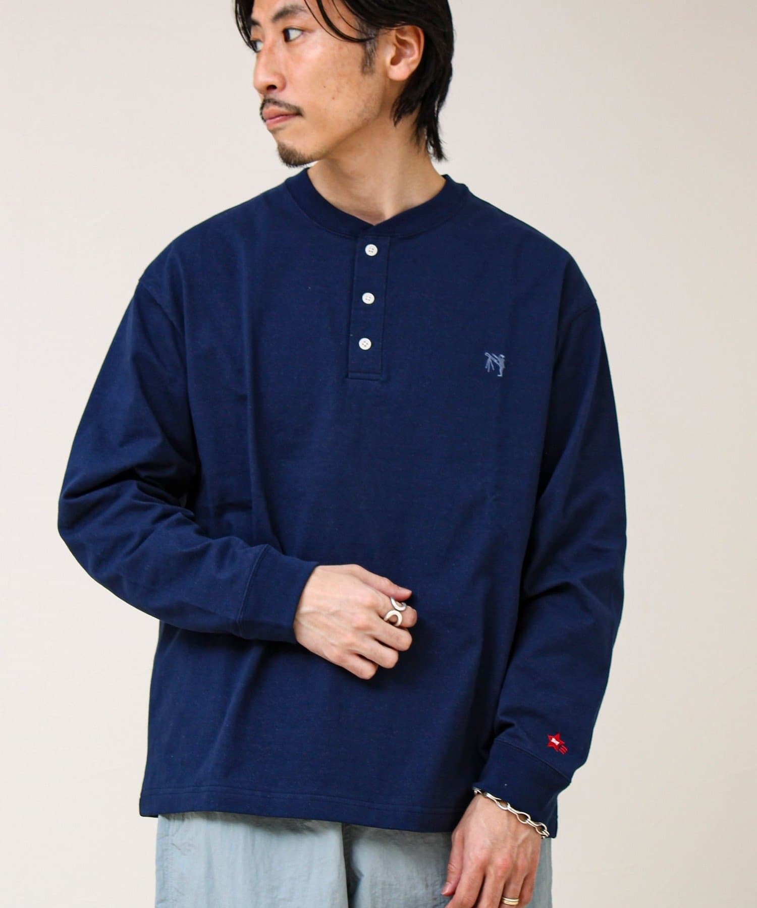 FREDY & GLOSTER(フレディ アンド グロスター) 【BOY刺繍】裏グラデーション ヘンリーネック ロンT