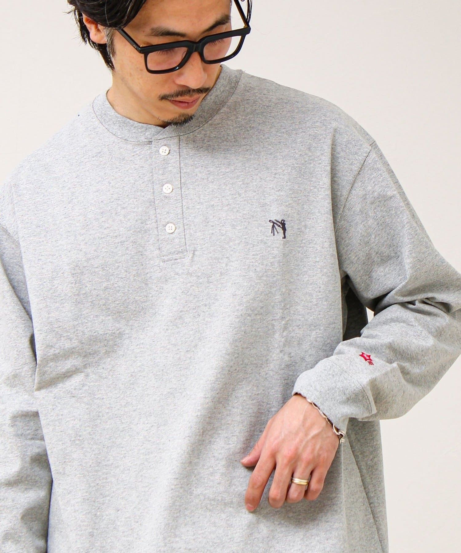 FREDY & GLOSTER(フレディ アンド グロスター) 【BOY刺繍】裏グラデーション ヘンリーネック ロンT