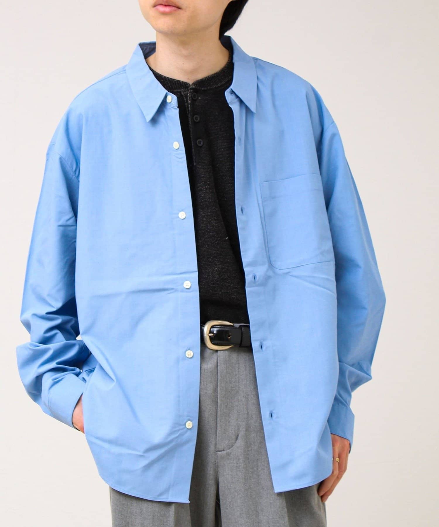 FREDY & GLOSTER(フレディ アンド グロスター) 【ストライプ/無地】レーヨン混 レギュラーカラーシャツ