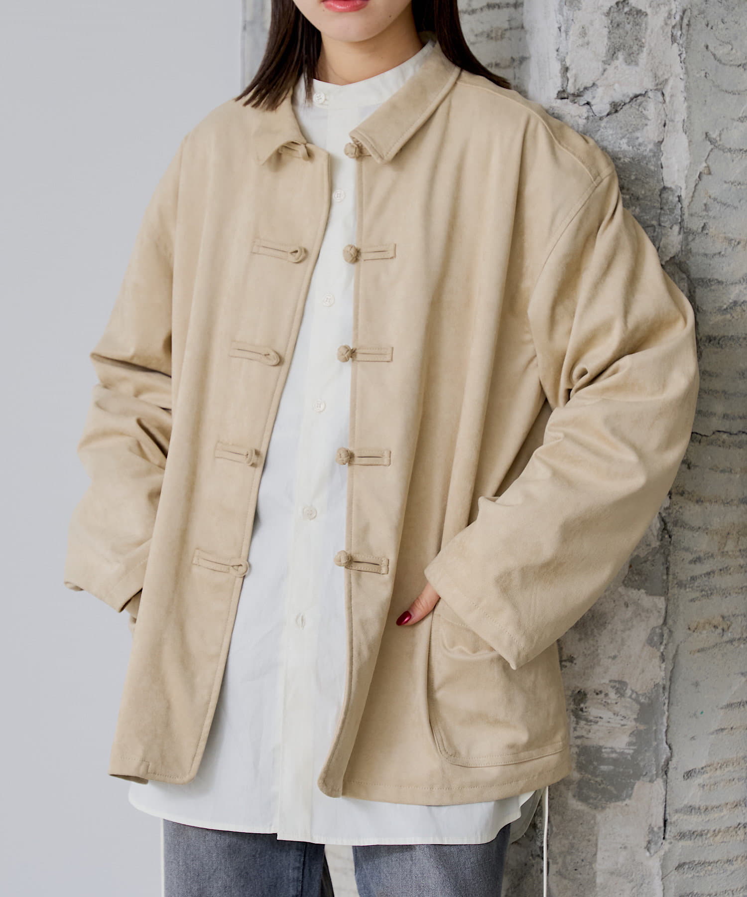 OUTLET(アウトレット) 【Kastane】ヴィーガンスウェードレザーチャイナジャケット