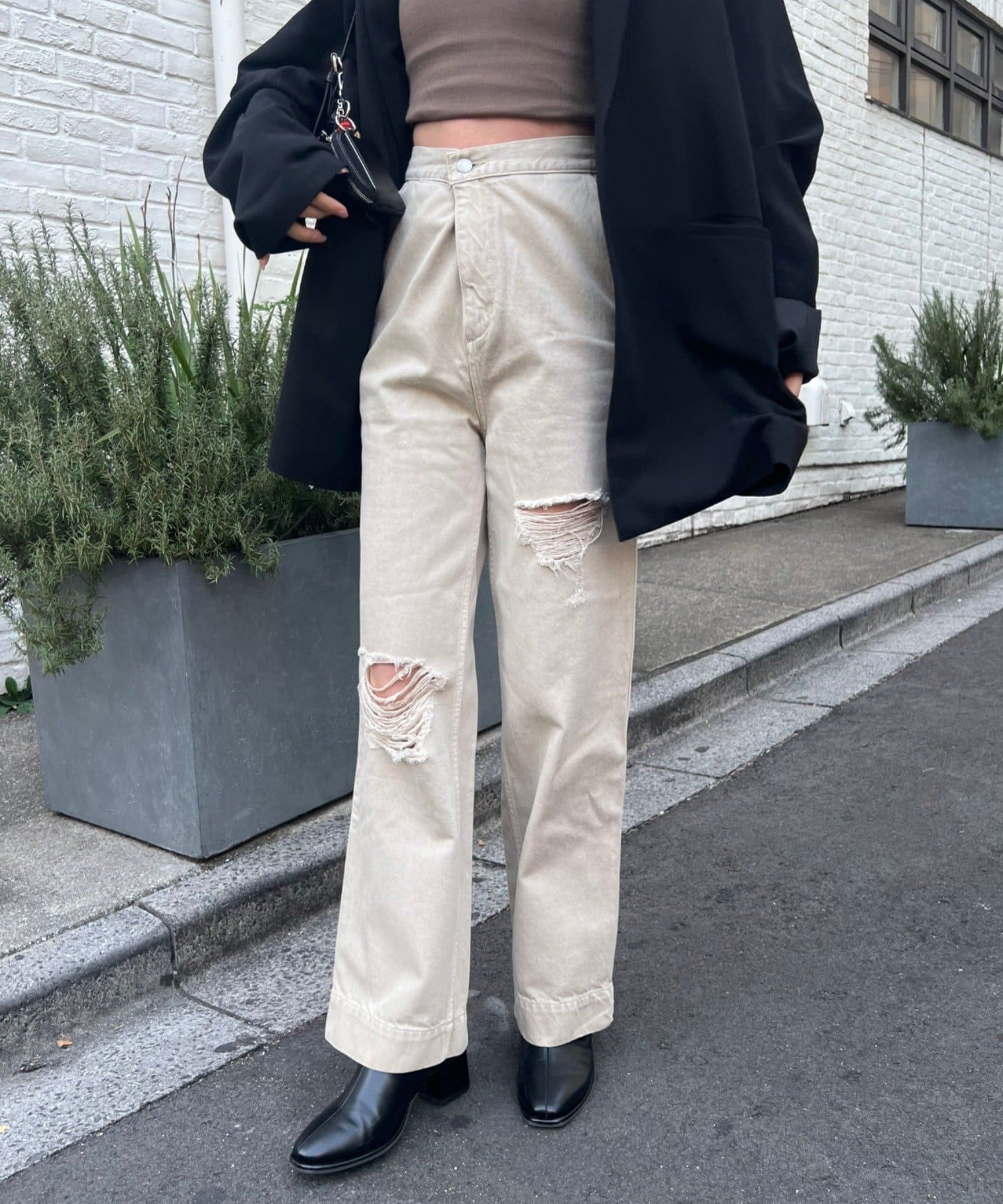 OUTLET(アウトレット) 【Kastane】【ainode】Kastane別注クラッシュワイドパンツ