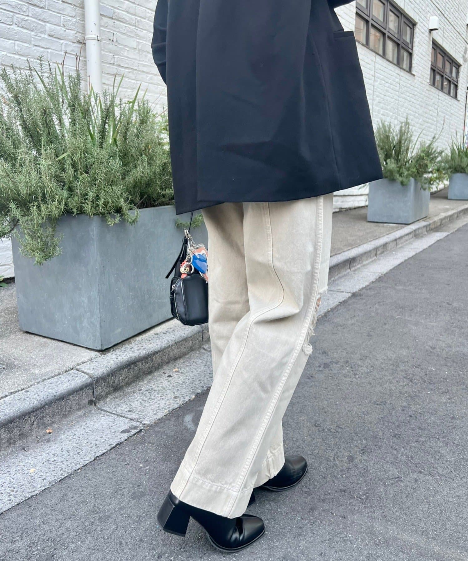 OUTLET(アウトレット) 【Kastane】【ainode】Kastane別注クラッシュワイドパンツ