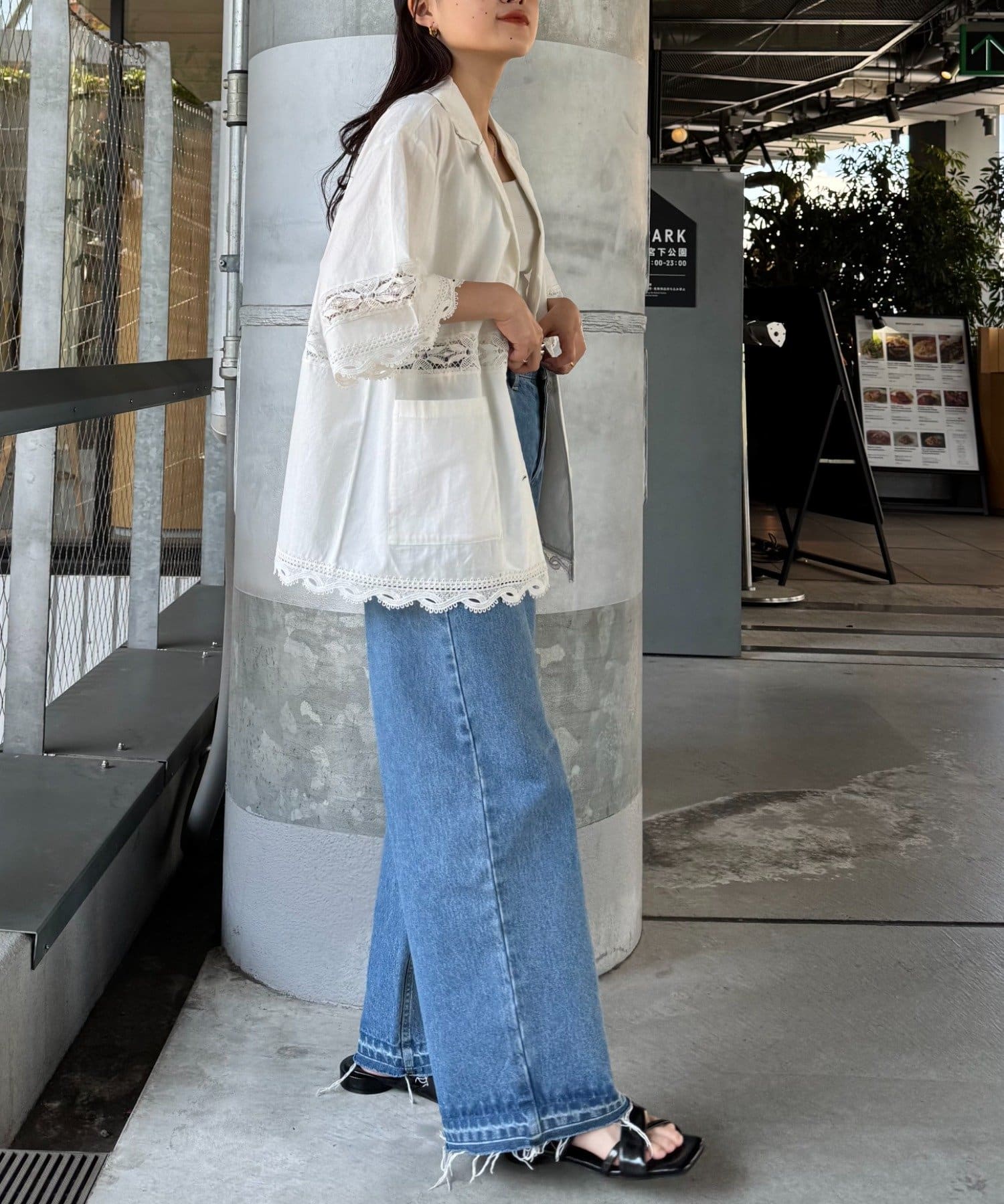 OUTLET(アウトレット) 【CIAOPANIC TYPY】切替レースオーバー5分袖ジャケット