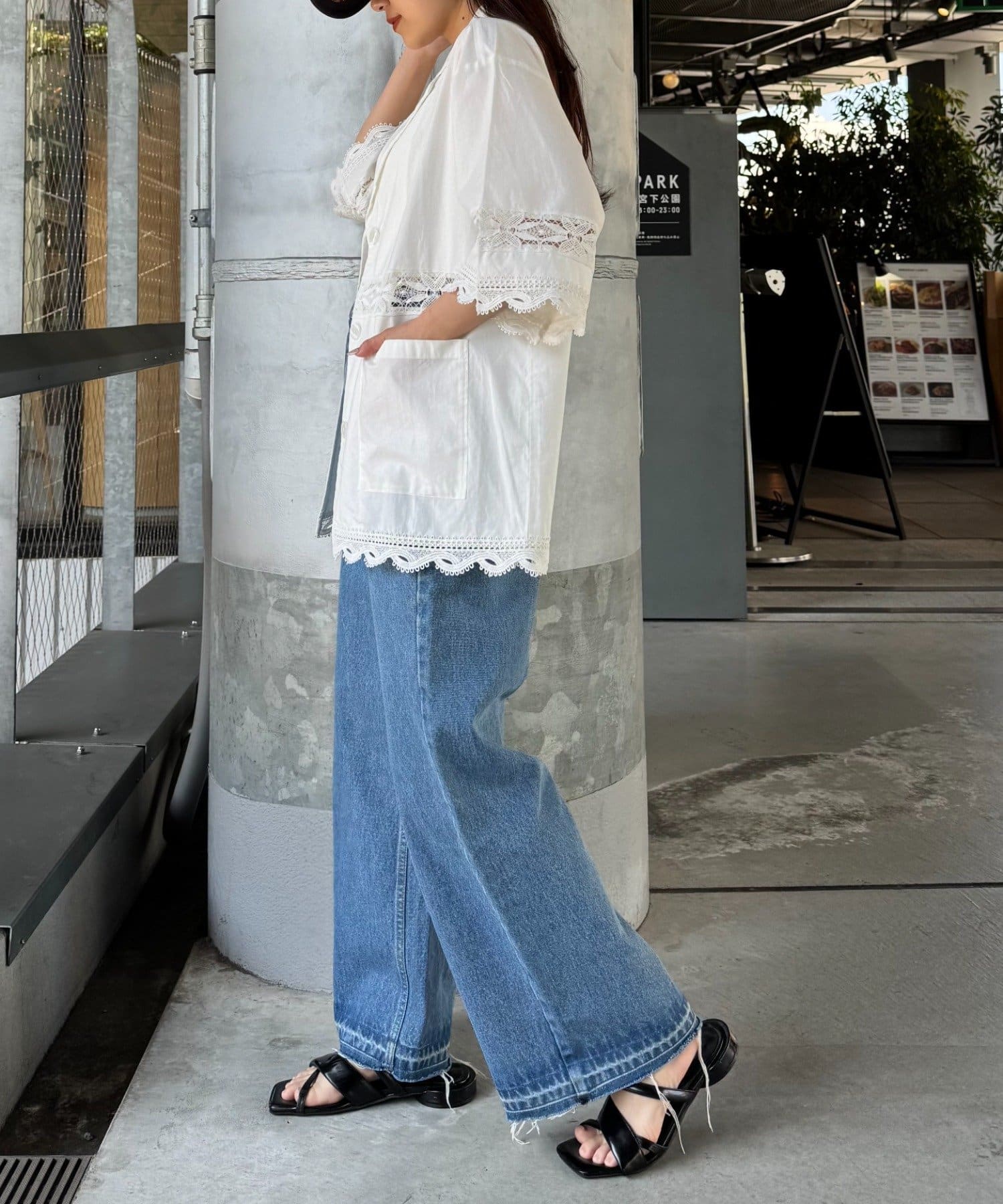 OUTLET(アウトレット) 【CIAOPANIC TYPY】切替レースオーバー5分袖ジャケット