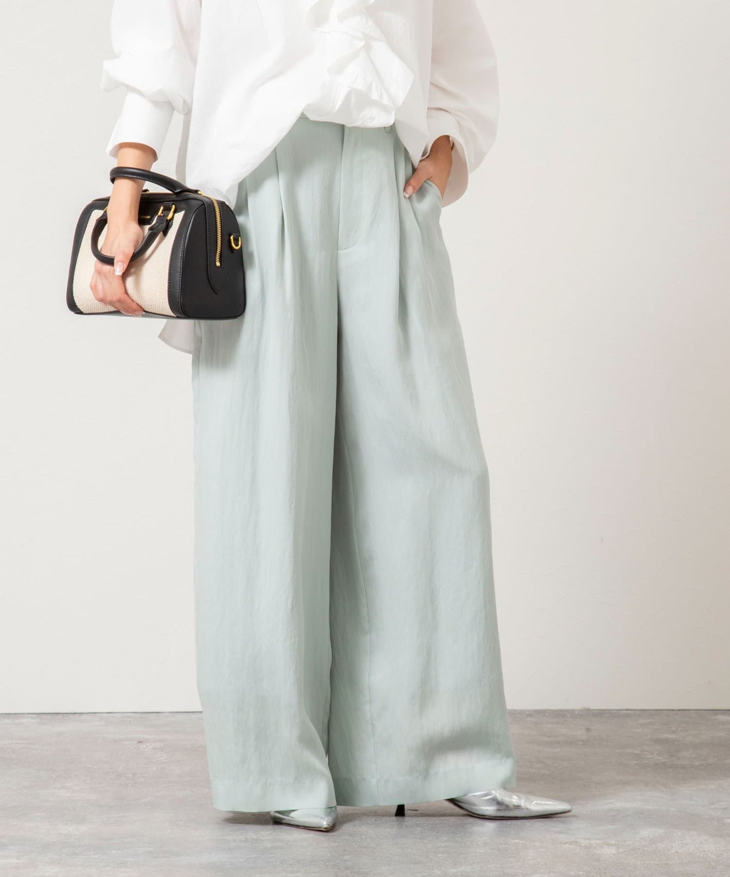 NOLLEY'S(ノーリーズ) 【WEB＆一部店舗限定サイズアイテム】ウォッシャブルセルロースワイドパンツ