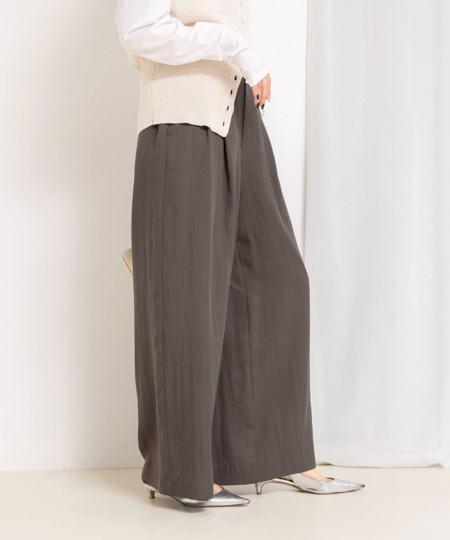 NOLLEY'S(ノーリーズ) 【WEB＆一部店舗限定サイズアイテム】ウォッシャブルセルロースワイドパンツ