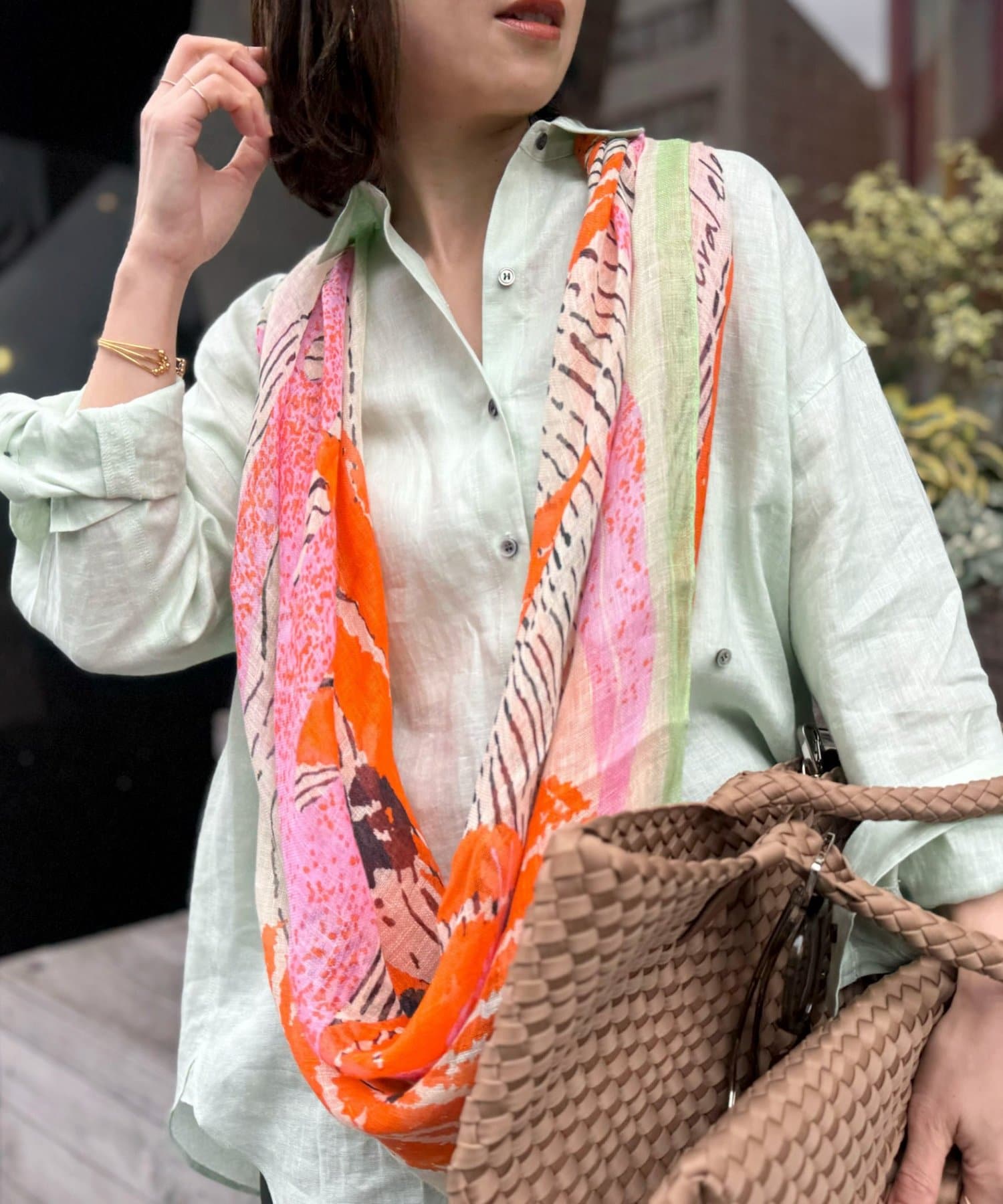 NOLLEY'S(ノーリーズ) リネンガーゼプリントストール