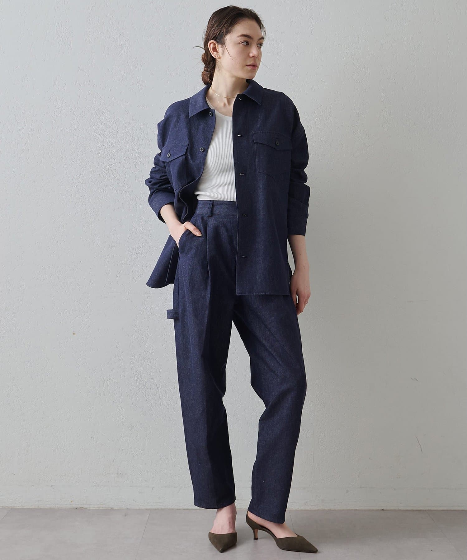 Whim Gazette(ウィム ガゼット) 【Drawing Numbers】コットンリネンデニムカーゴパンツ