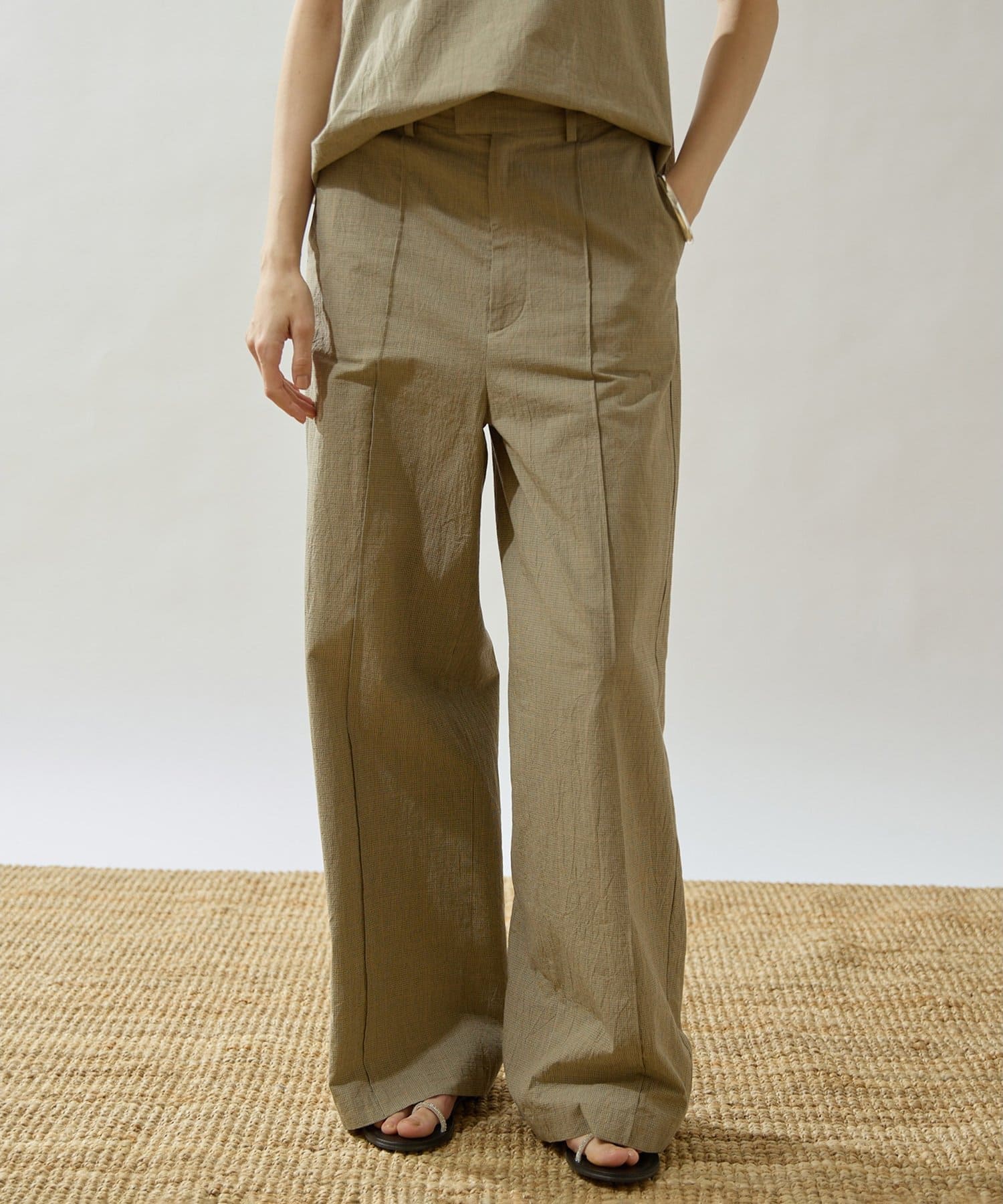 Whim Gazette(ウィム ガゼット) 【Drawing Numbers】オーガニックコットンチェックワイドパンツ