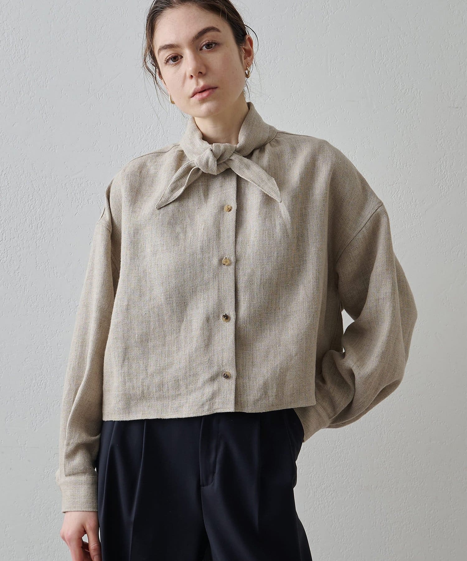 Whim Gazette(ウィム ガゼット) 【Drawing Numbers】ヘビーリネンタイブラウス