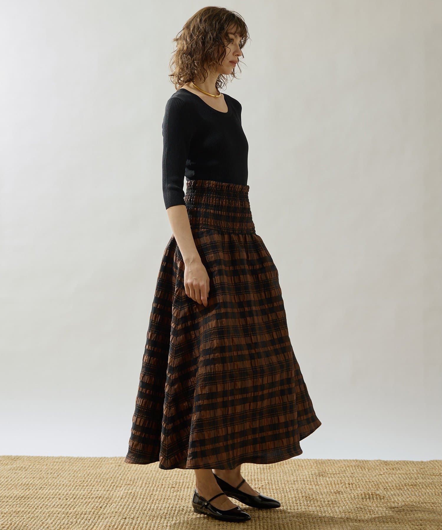 Whim Gazette(ウィム ガゼット) 【Drawing Numbers】リブハーフスリーブニット