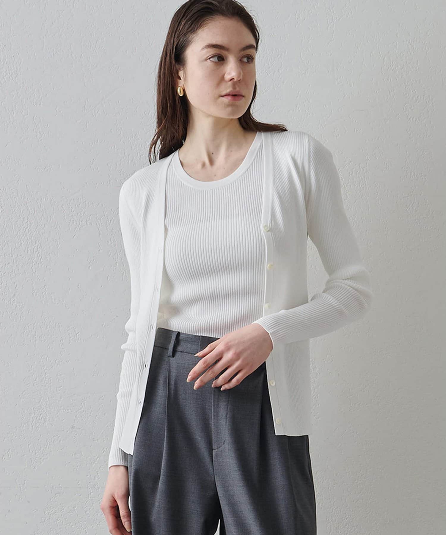 Whim Gazette(ウィム ガゼット) 【Drawing Numbers】リブVネックカーディガン