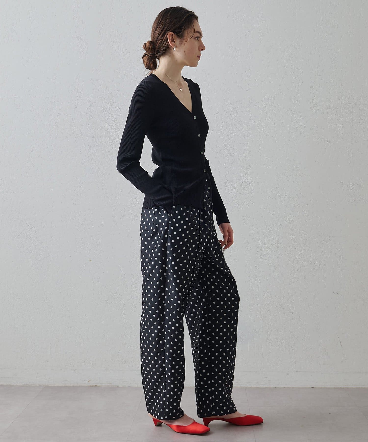 Whim Gazette(ウィム ガゼット) 【Drawing Numbers】リブVネックカーディガン