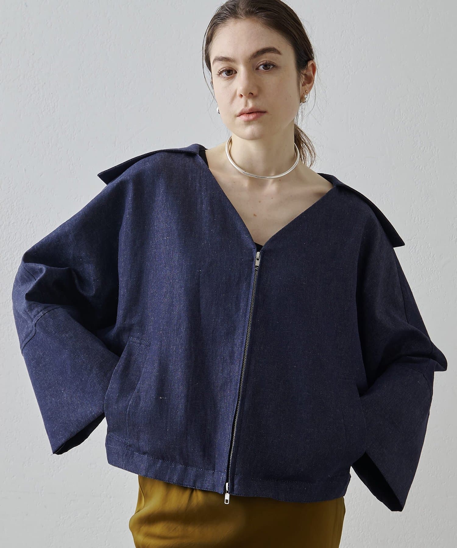 Whim Gazette(ウィム ガゼット) 【Drawing Numbers】コットンリネンデニムセーラージャケット