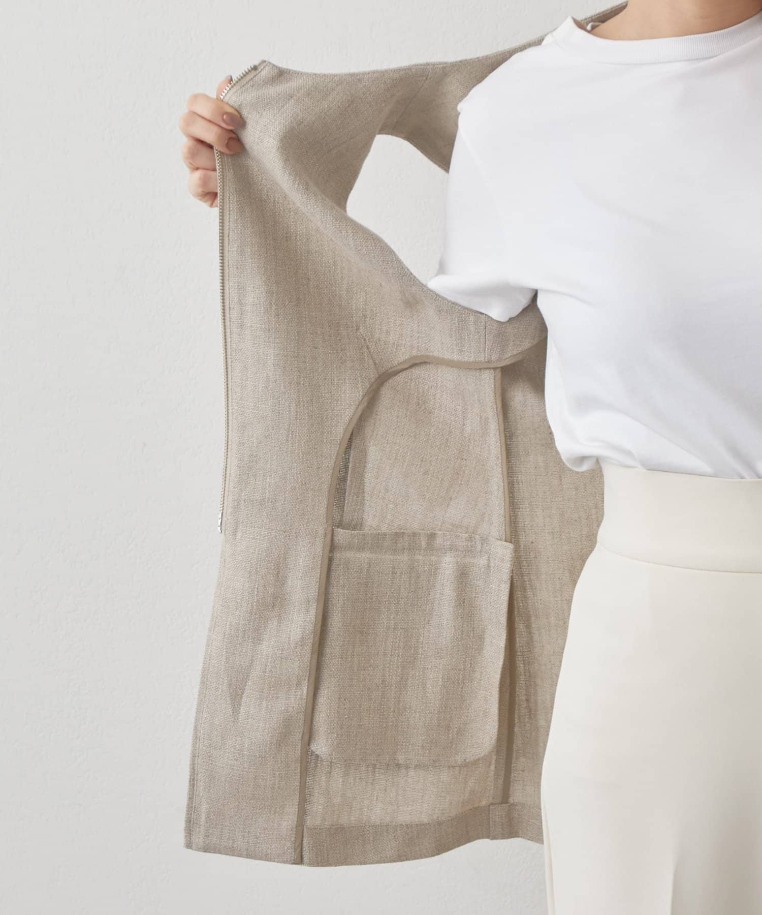 Whim Gazette(ウィム ガゼット) 【Drawing Numbers】ヘビーリネンクルーネックジレ