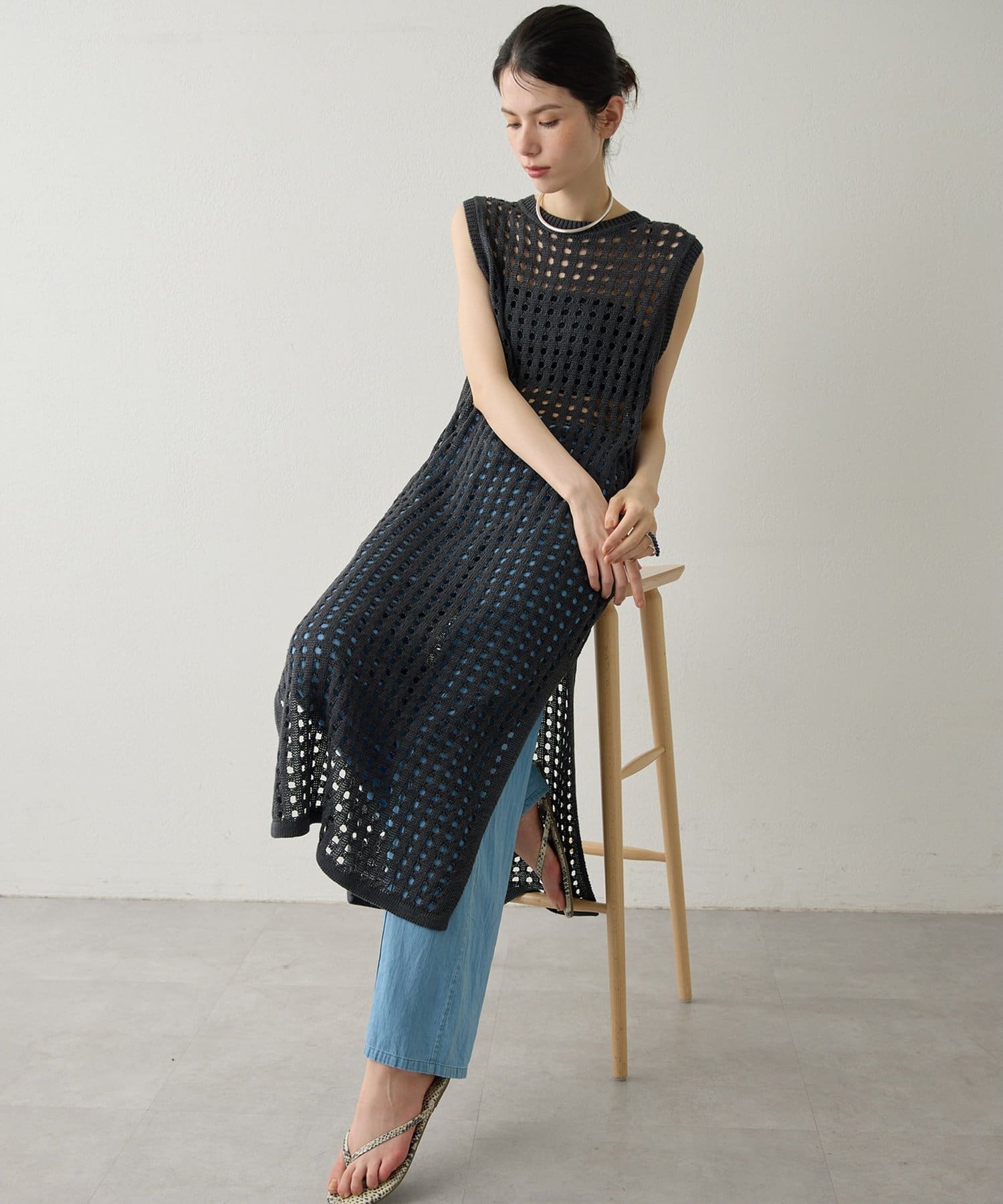 Whim Gazette(ウィム ガゼット) 【Drawing Numbers】アイレットサイドスリットワンピース