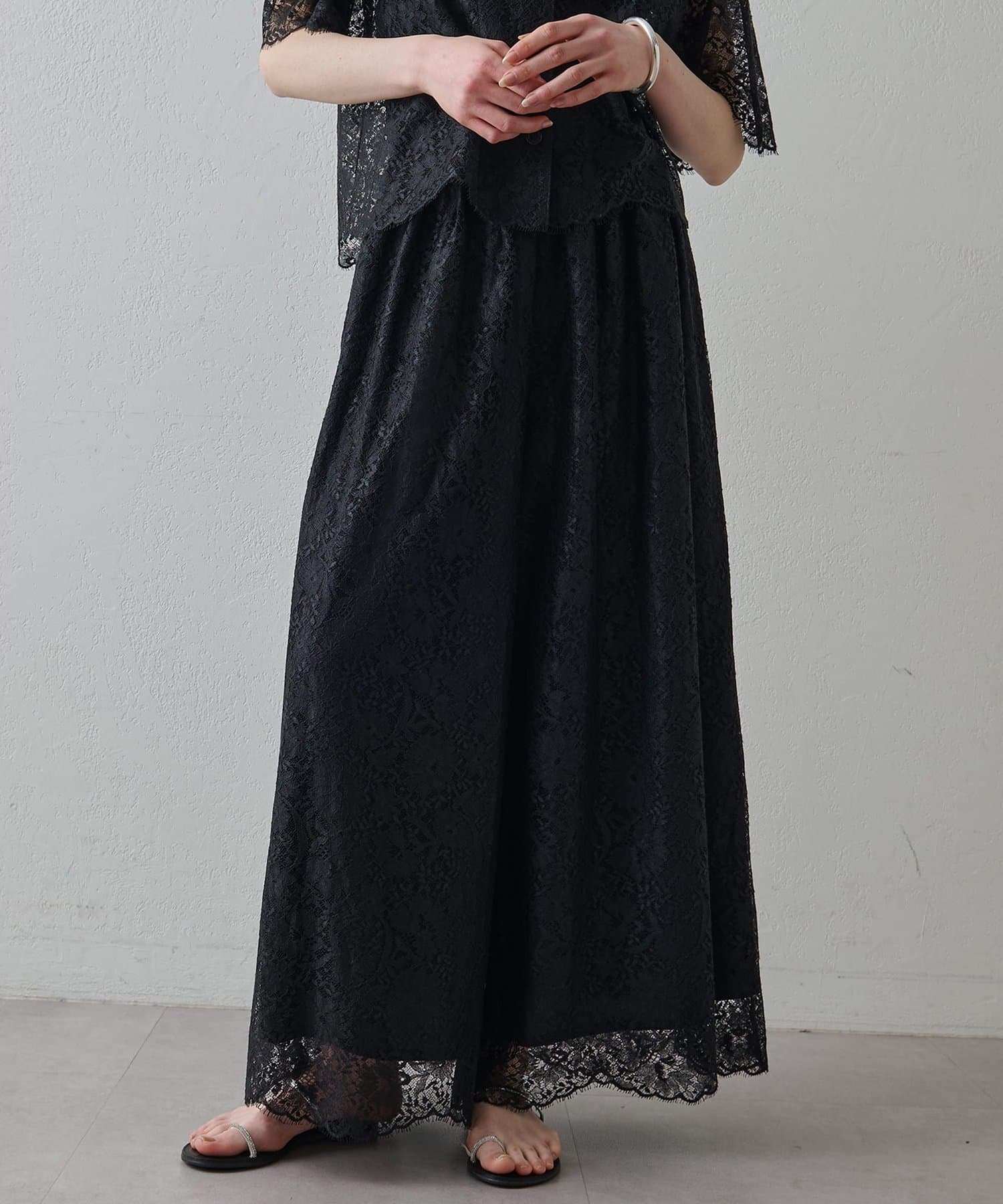 Whim Gazette(ウィム ガゼット) 【Drawing Numbers】リネンリバーレースワイドキュロットパンツ