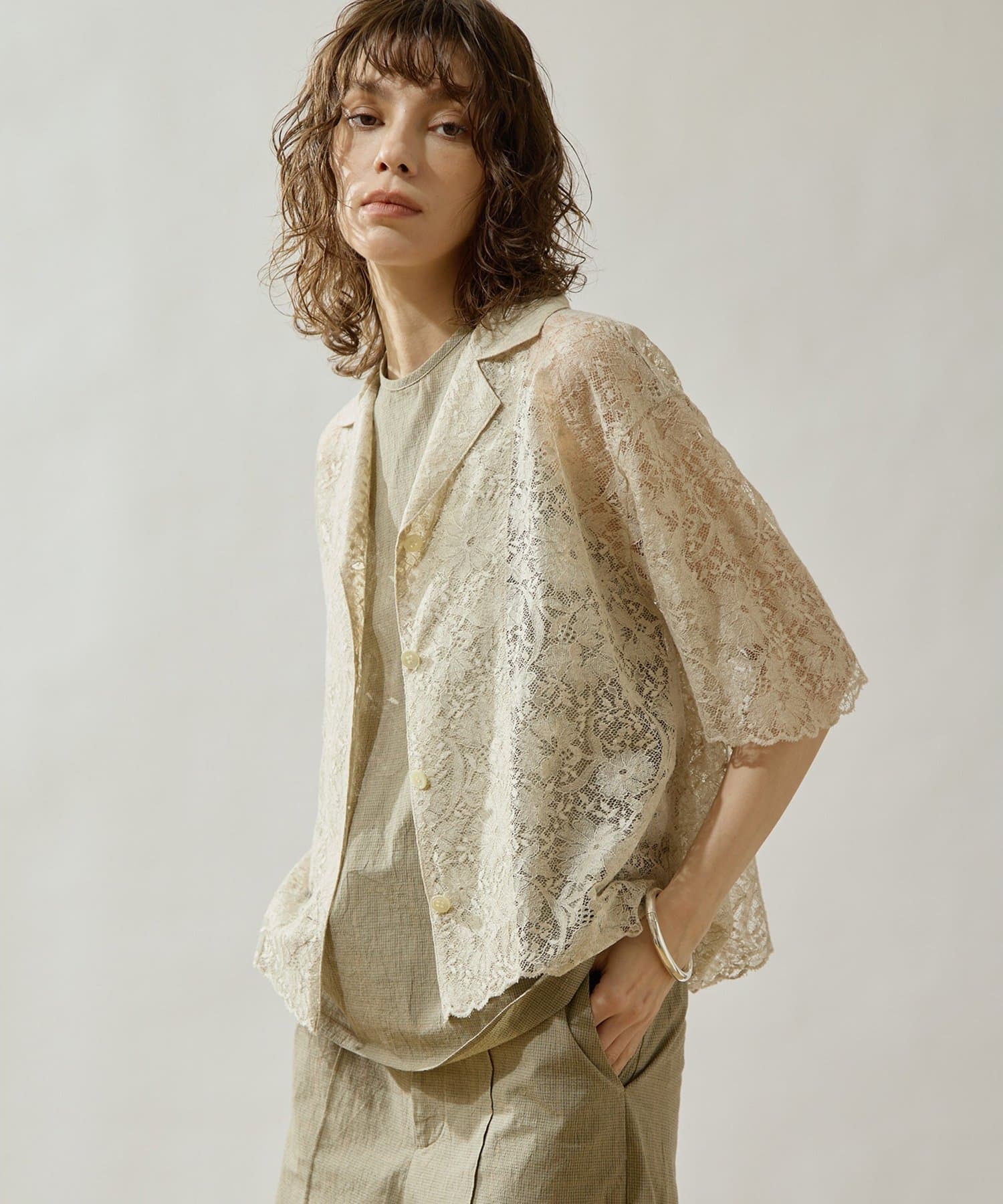 Whim Gazette(ウィム ガゼット) 【Drawing Numbers】リネンリバーレースブラウス