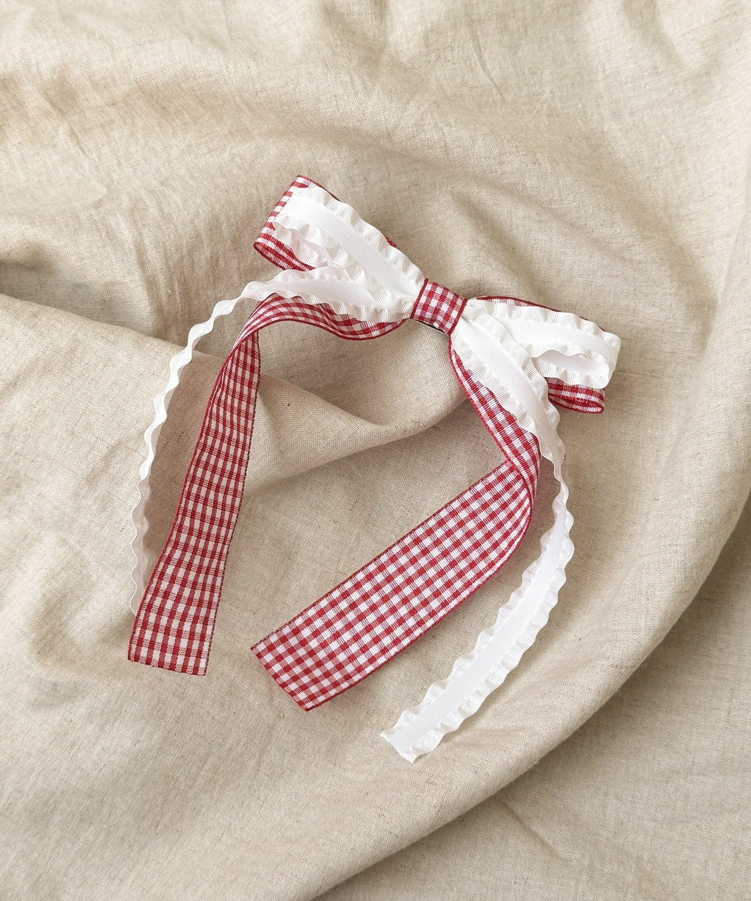 3COINS(スリーコインズ) ギンガムチェックリボンクリップ／KIDS