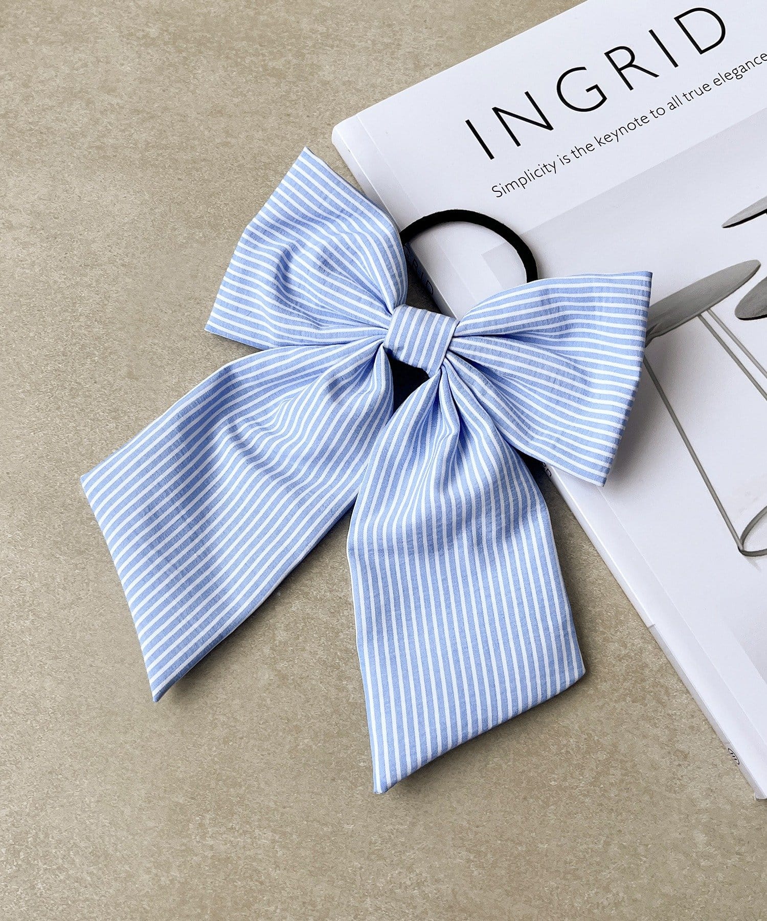 3COINS(スリーコインズ) ストライプリボンポニー