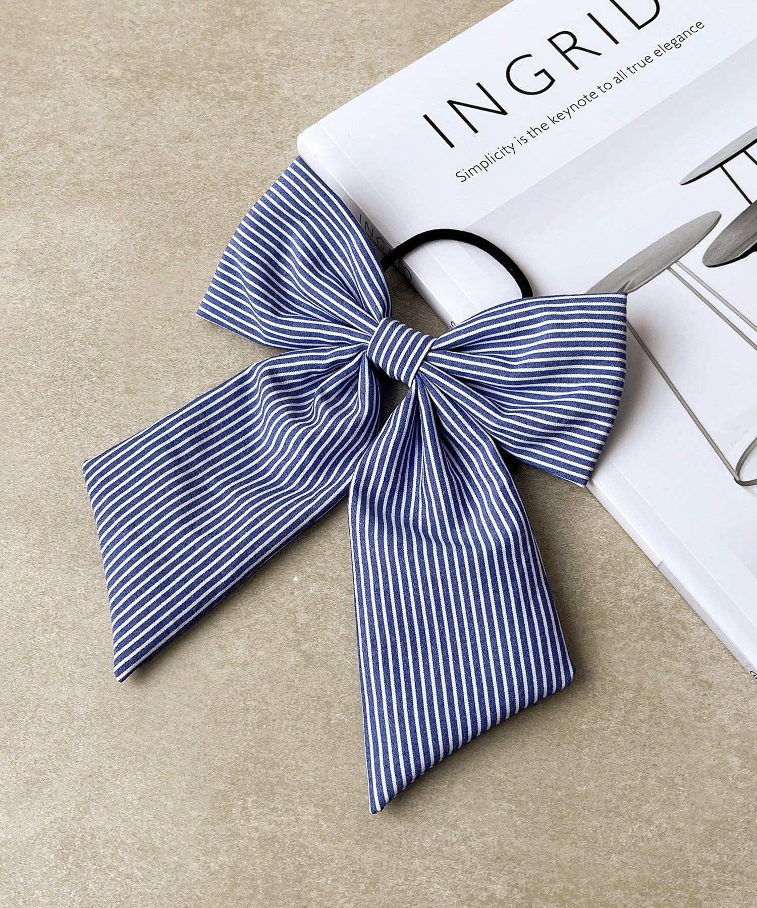 3COINS(スリーコインズ) ストライプリボンポニー