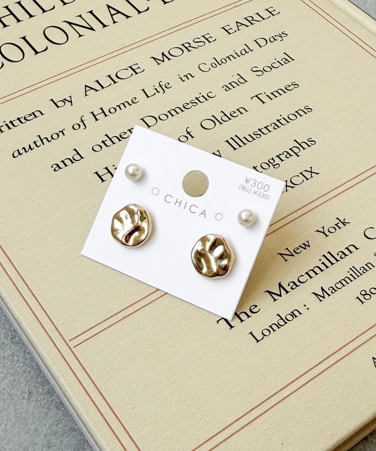 3COINS(スリーコインズ) メタルタタキピアス4個セット