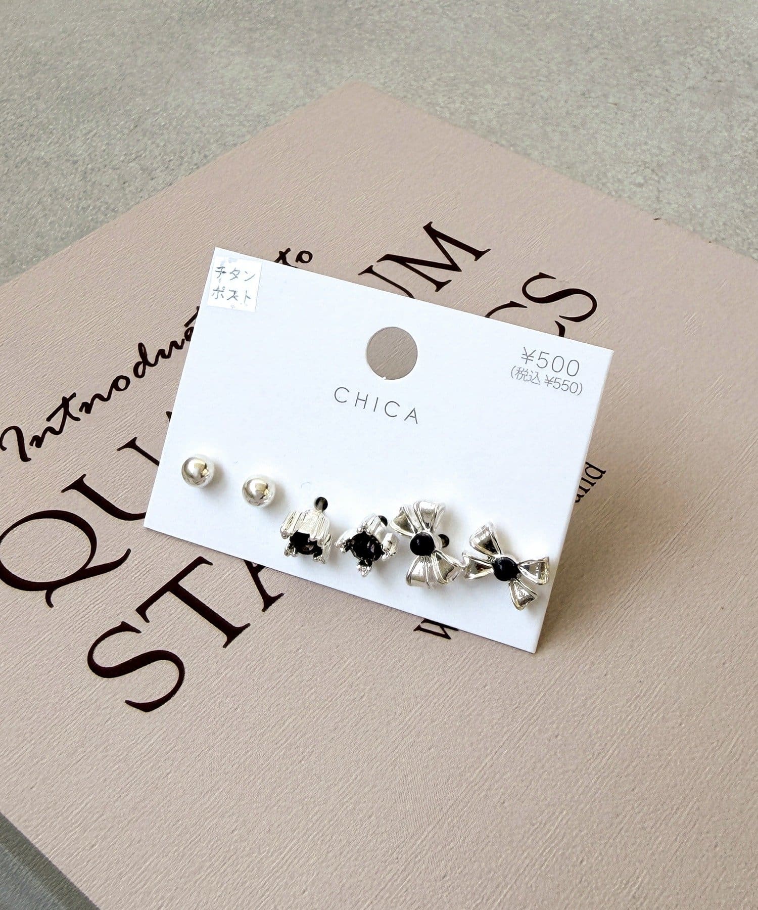 3COINS(スリーコインズ) リボンピアス6個セット