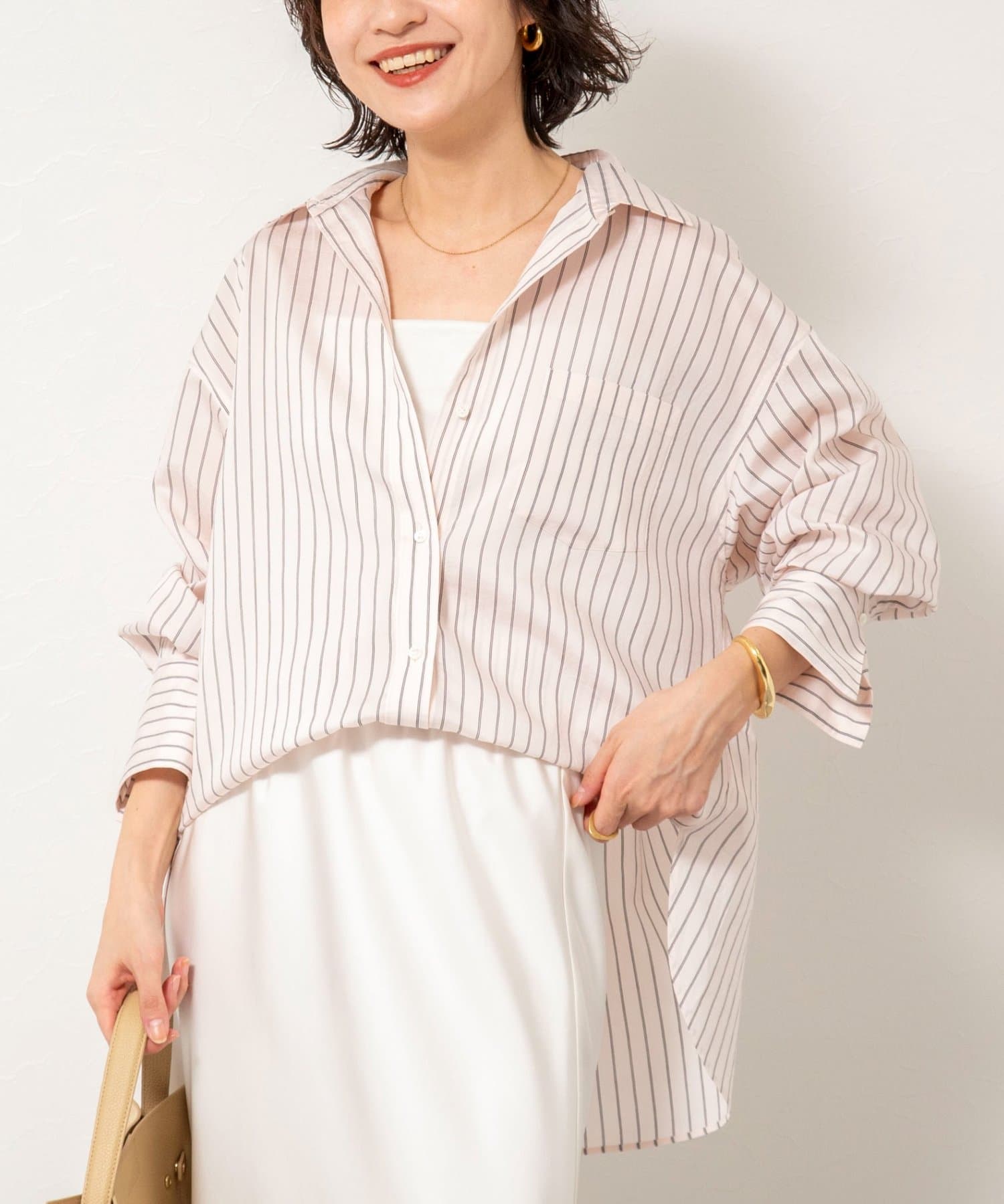 NOLLEY'S(ノーリーズ) ウォッシャブルタンブラーストライプ3WAYシャツ