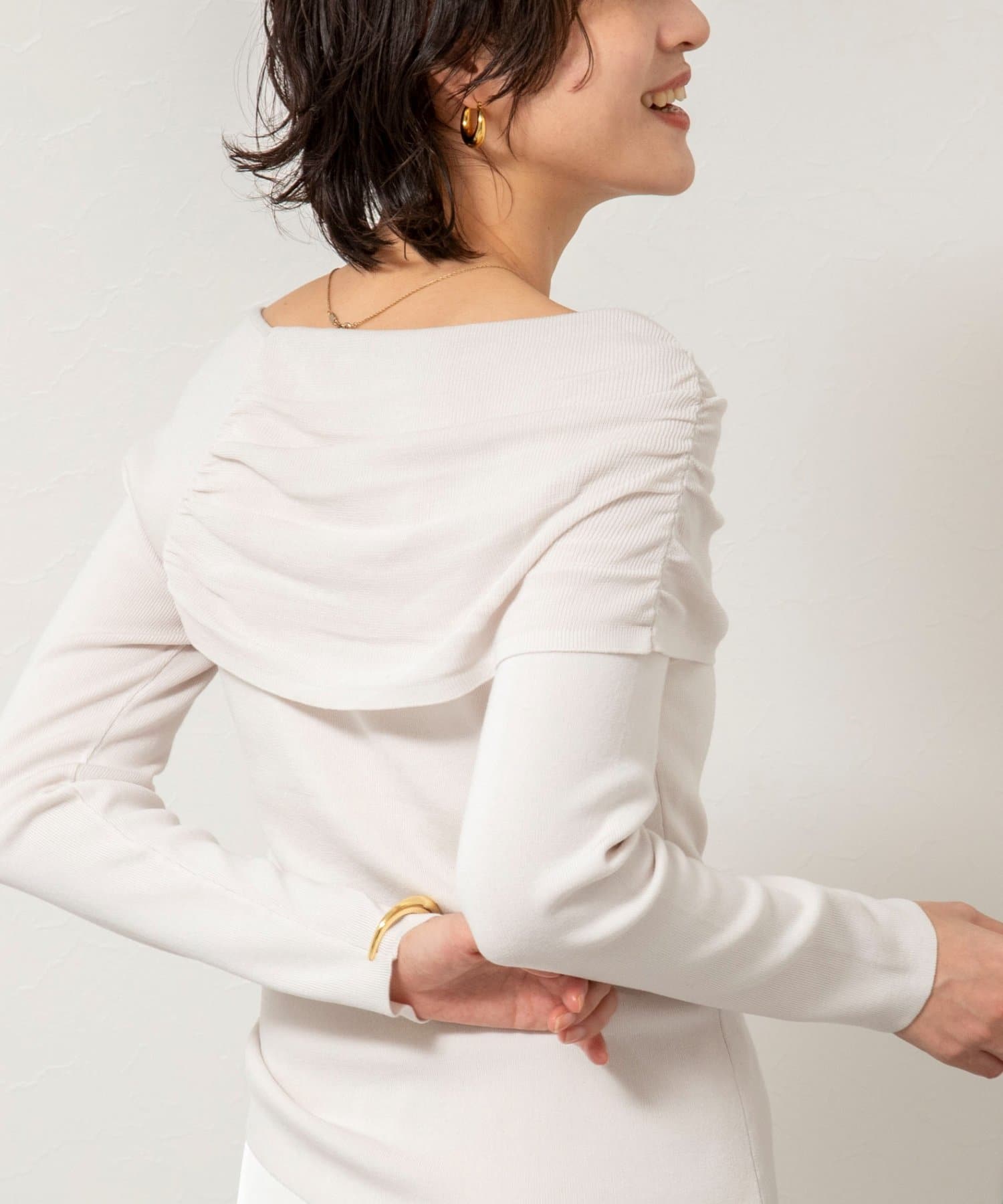 NOLLEY'S(ノーリーズ) 《手洗い可能》イレギュラーネックオフショルプルオーバー