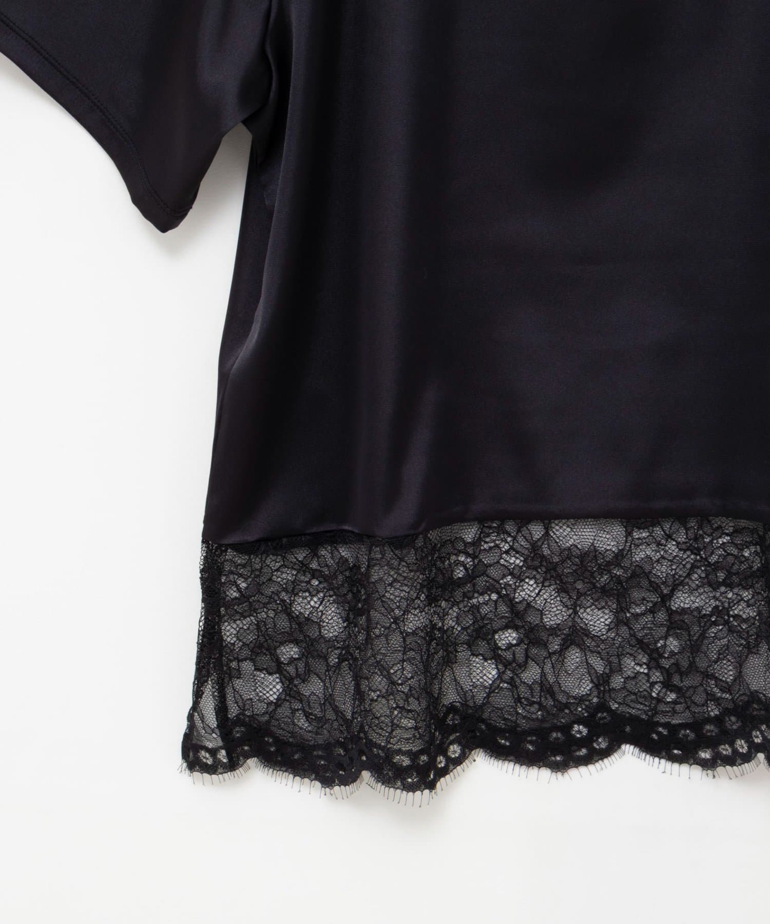 NOLLEY'S(ノーリーズ) ウォッシャブル裾レースオトナサテンＴシャツ