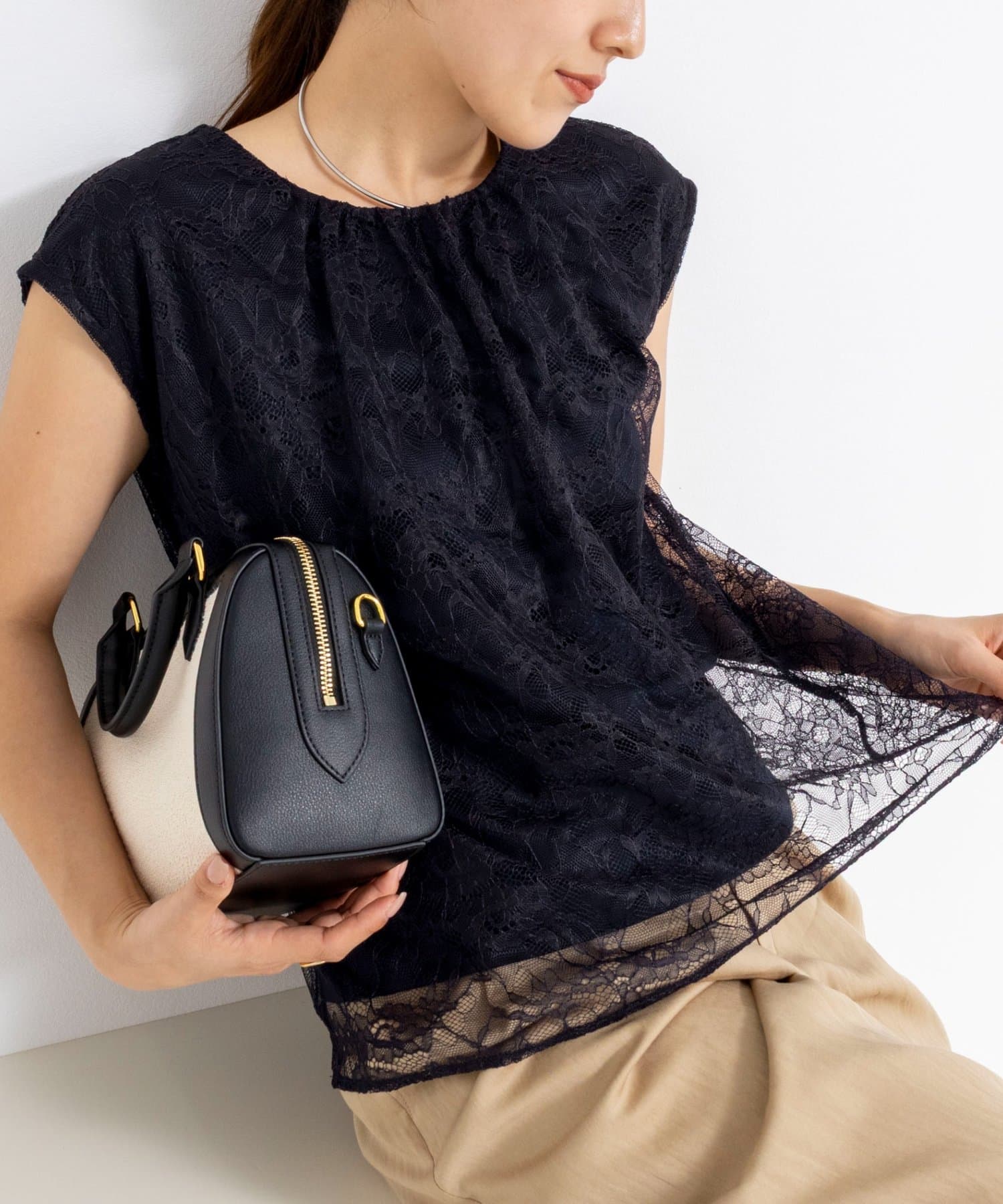 NOLLEY'S(ノーリーズ) ウォッシャブルレースレイヤードブラウス