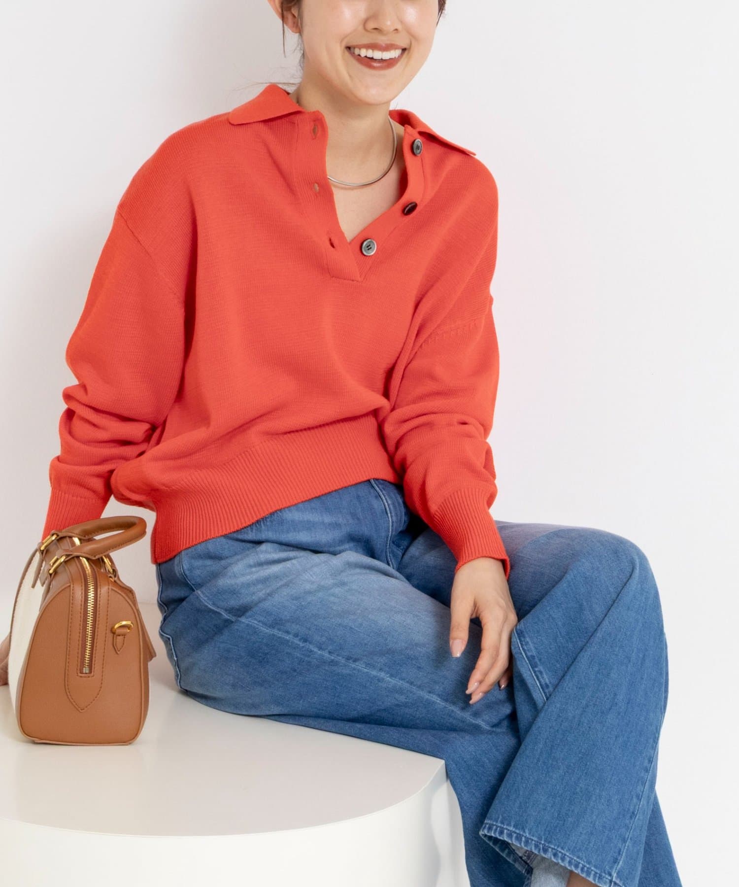 NOLLEY'S(ノーリーズ) 《手洗い可能》ギマコットンポロ襟プルオーバー