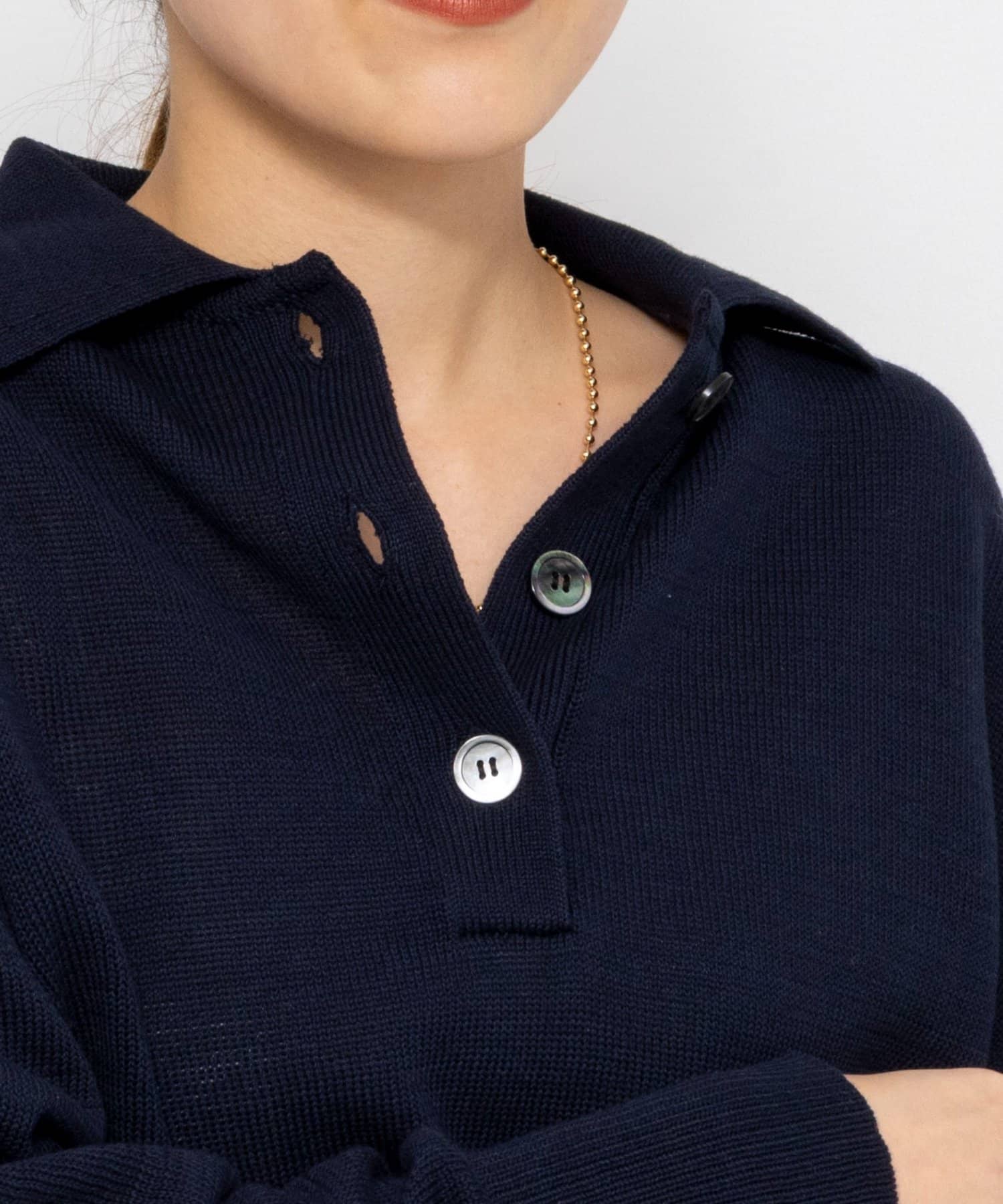 NOLLEY'S(ノーリーズ) 《手洗い可能》ギマコットンポロ襟プルオーバー