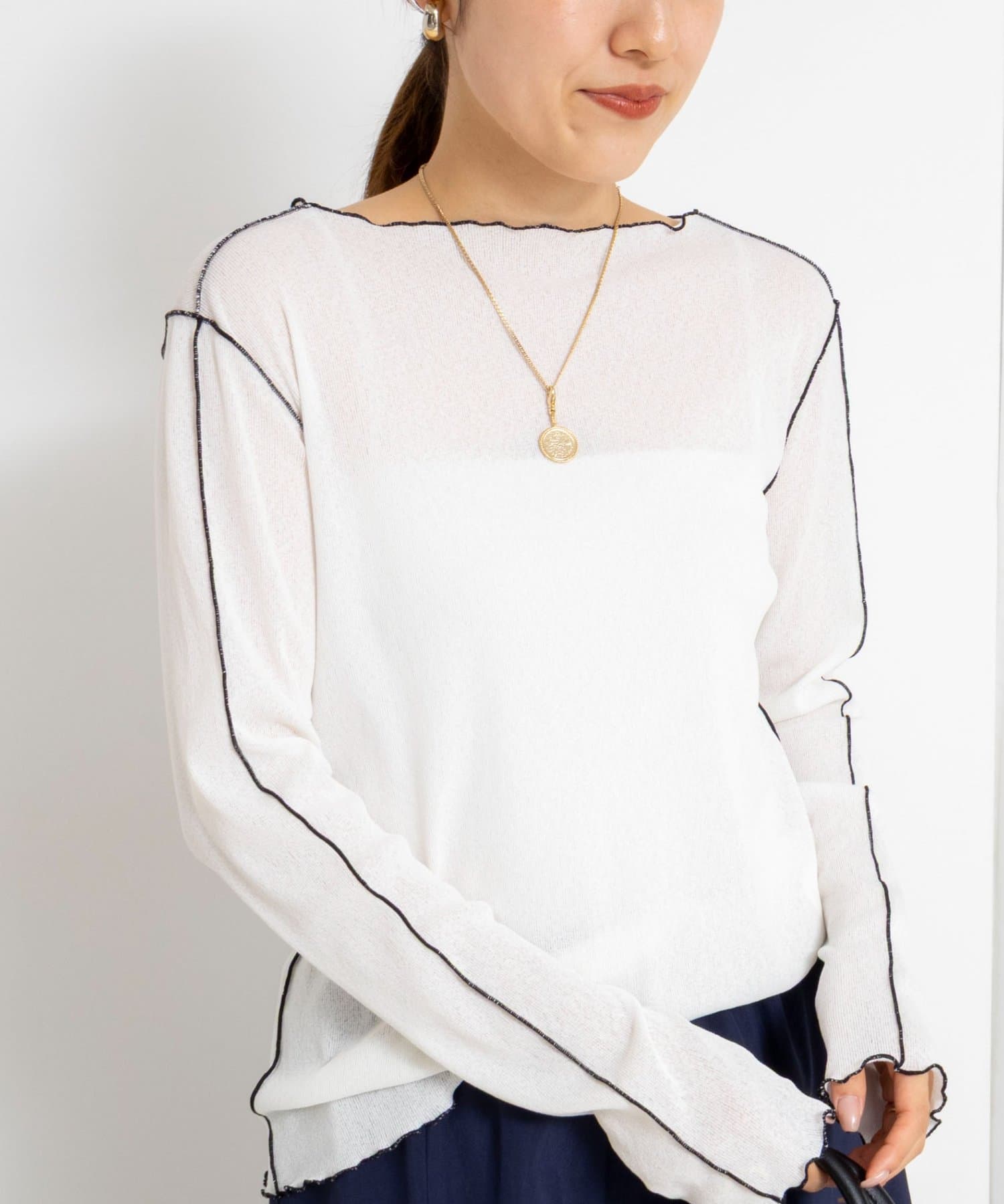 NOLLEY'S(ノーリーズ) ウォッシャブルドライテレコメロー配色プルオーバー