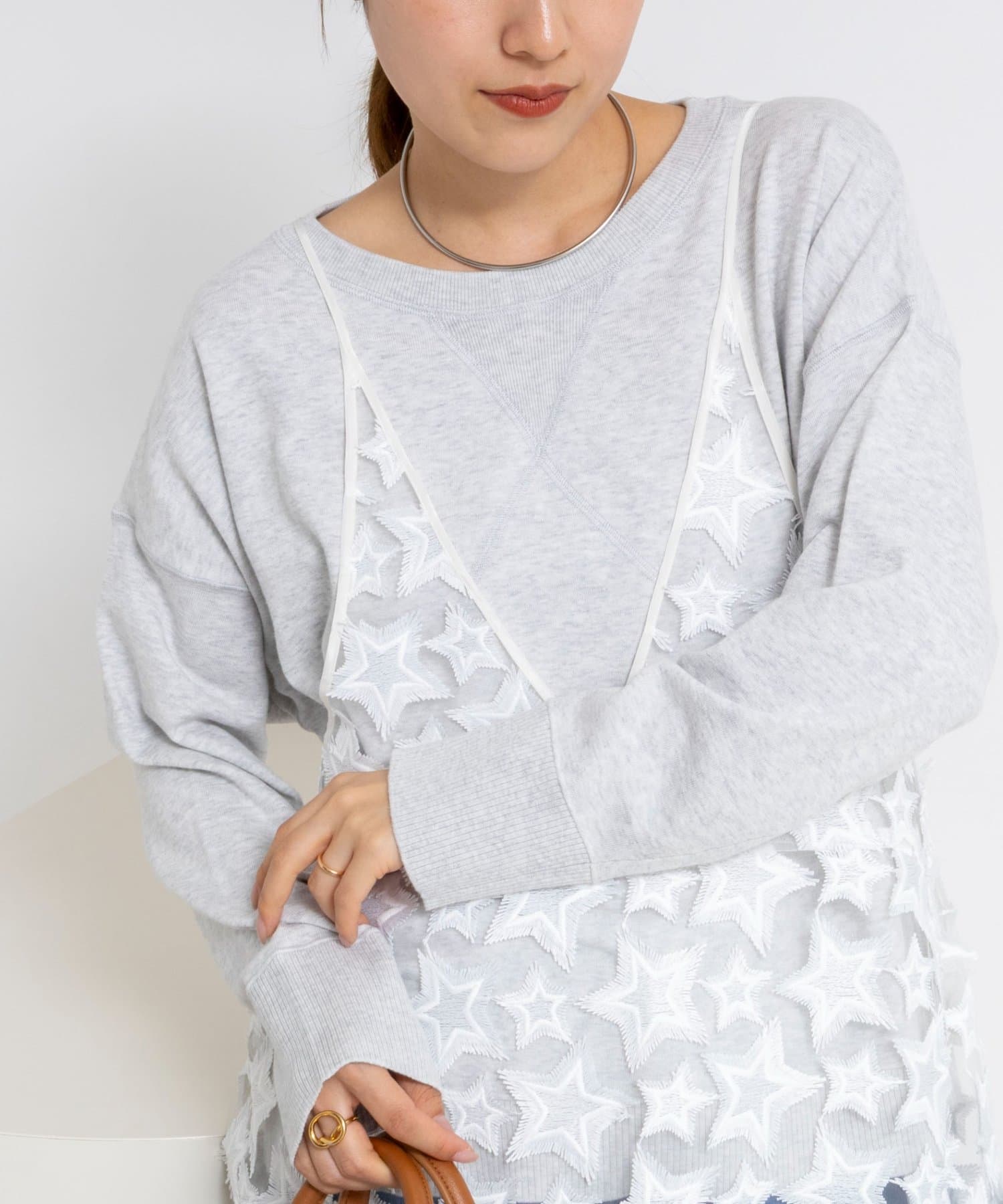 NOLLEY'S(ノーリーズ) 《手洗い可能》トレーナー風プルオーバーサイドZIP