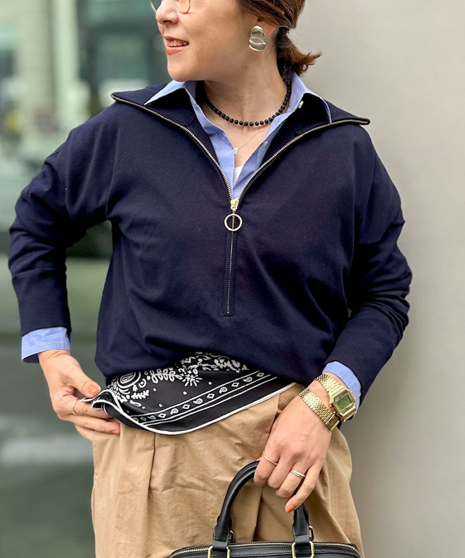 NOLLEY'S(ノーリーズ) 《手洗い可能》ハーフZIPプルオーバー