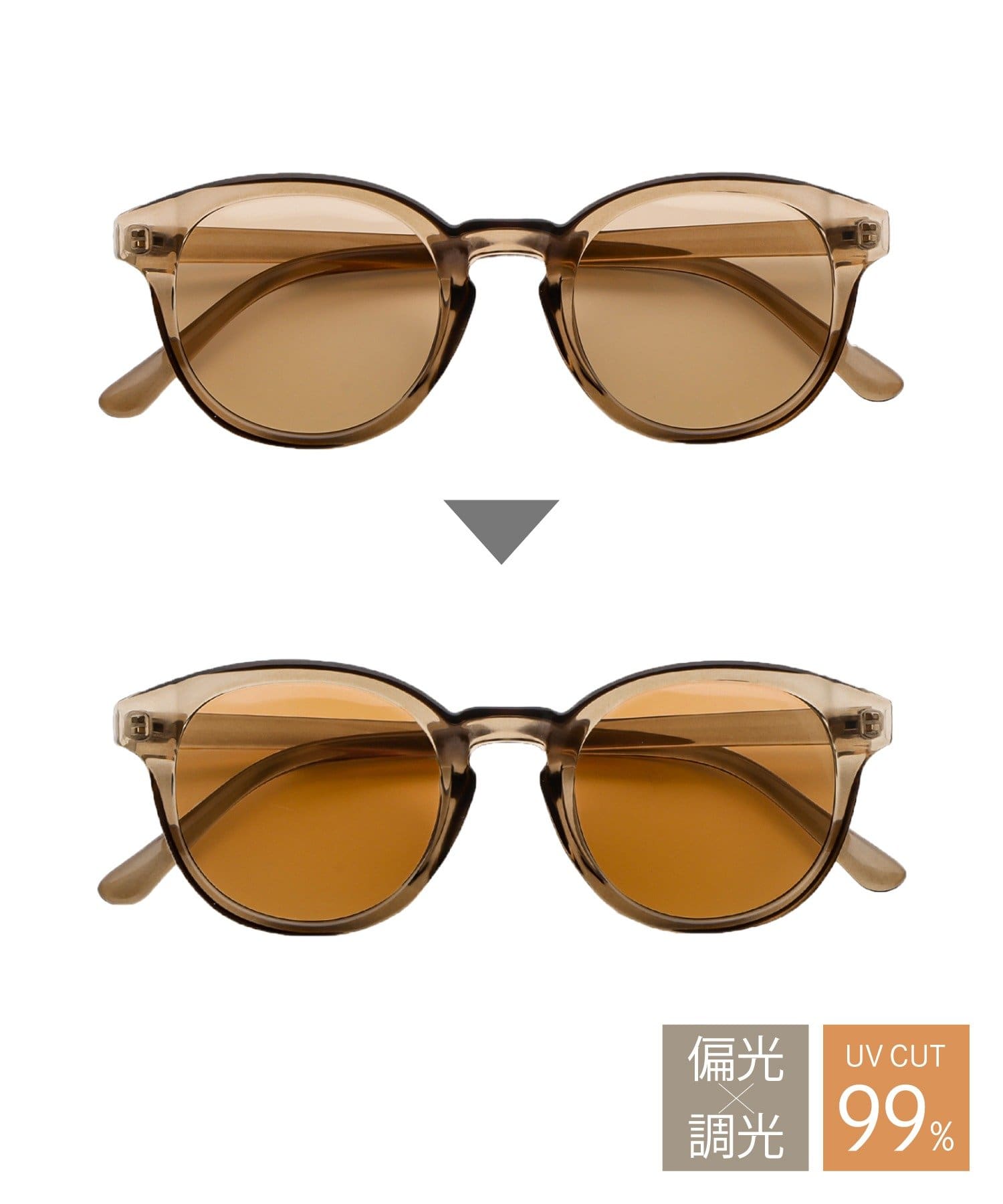 3COINS(スリーコインズ) スクエアプラ偏光機能付調光サングラス