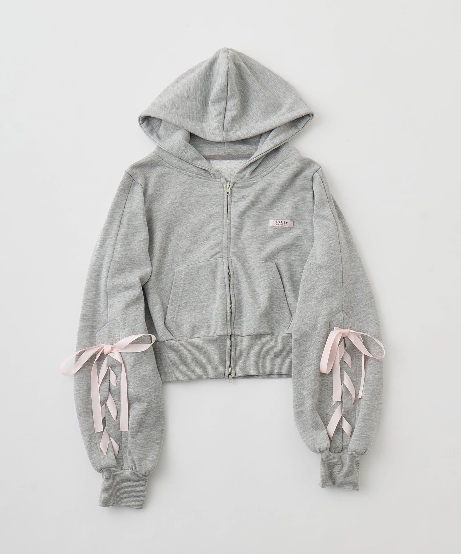 OLIVE des OLIVE(オリーブ デ オリーブ) 袖レースアップジップパーカー